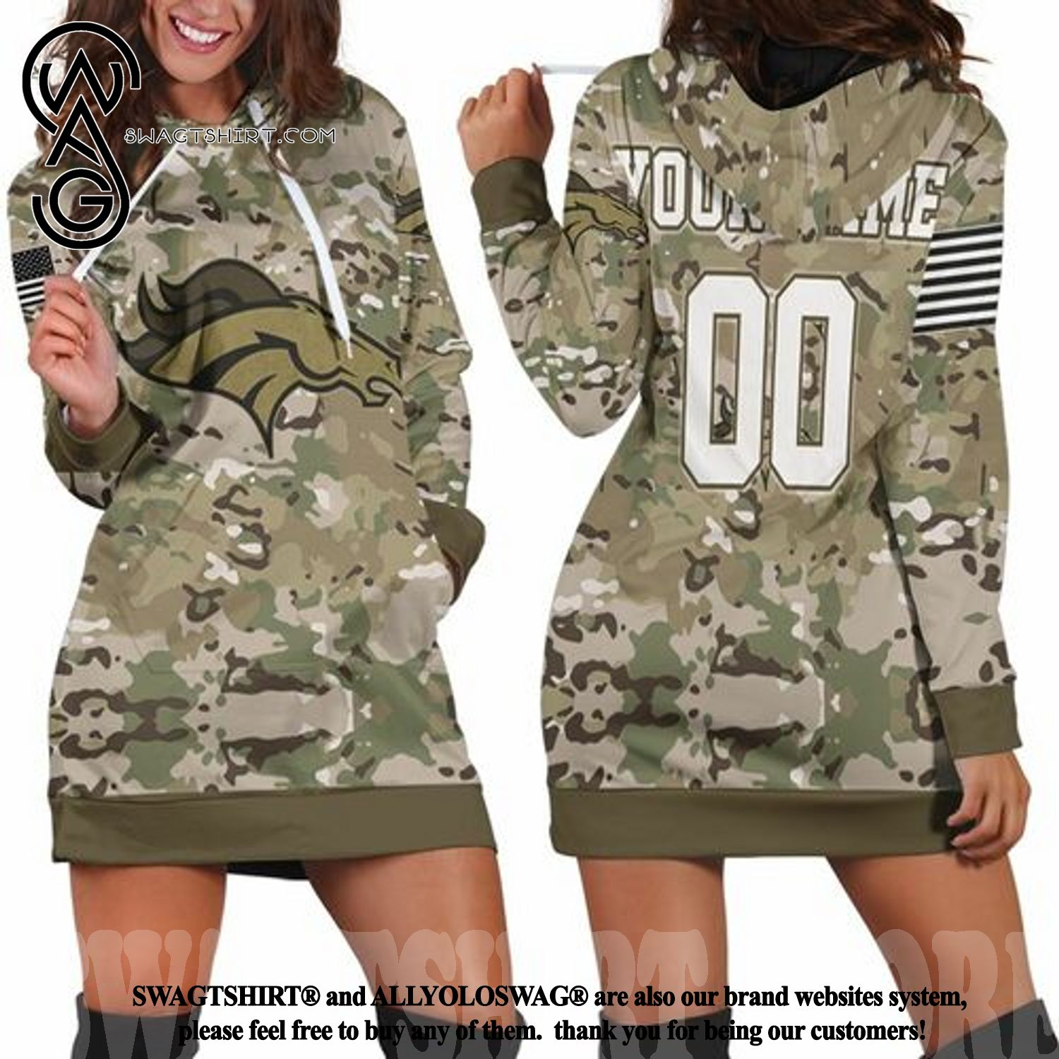 Denver Broncos Camo Pattern Amazing Outfit 3D Hoodie Dress