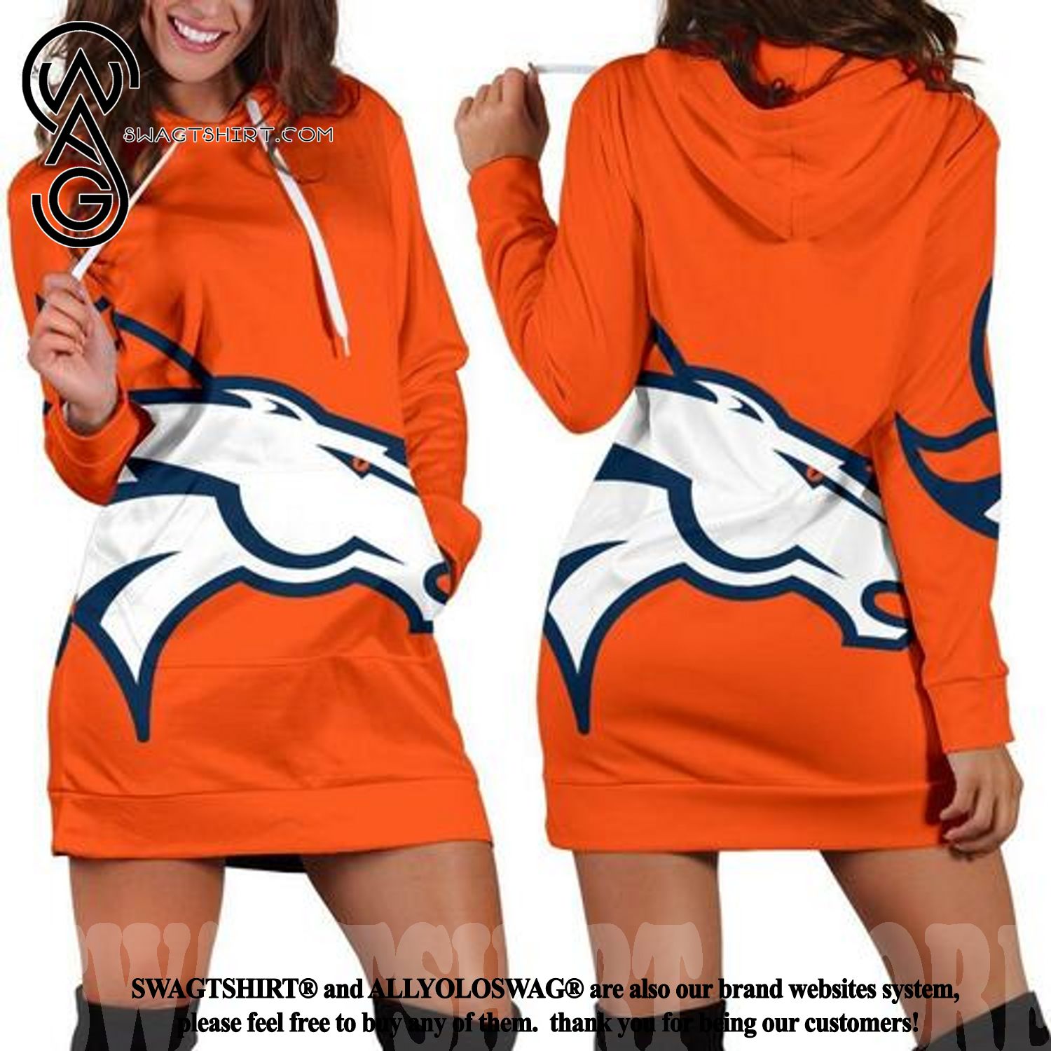 Denver Broncos Street Style All Over Print Hoodie Dress