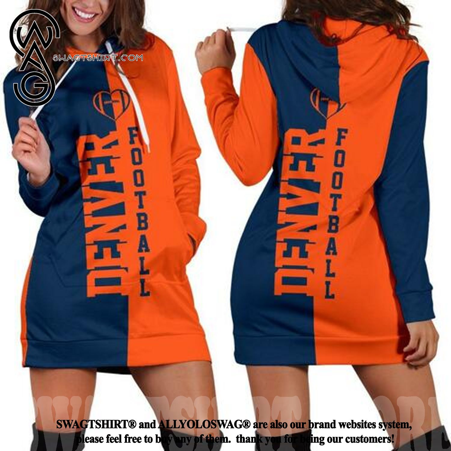 Denver Football New Style Full Print Hoodie Dress