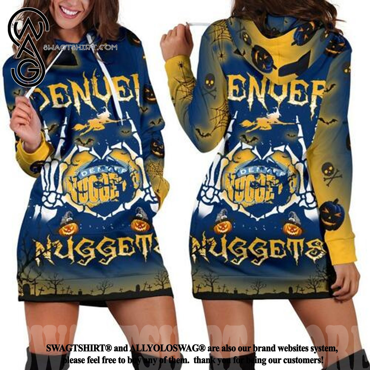 Denver Nuggets All Over Printed Hoodie Dress