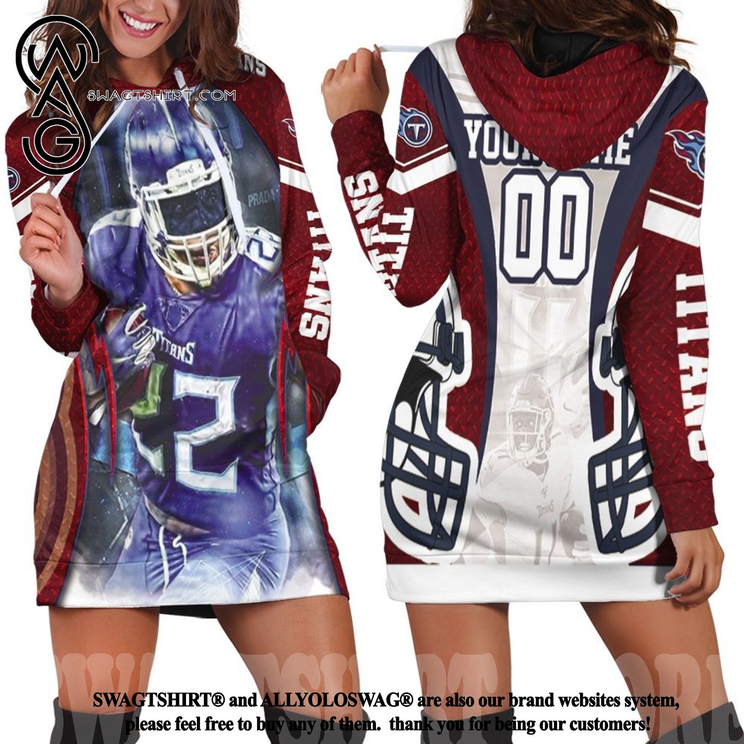 Derrick Henry 22 Tennessee Titans Super Bowl AFC South Uma4v Full Printed Hoodie Dress