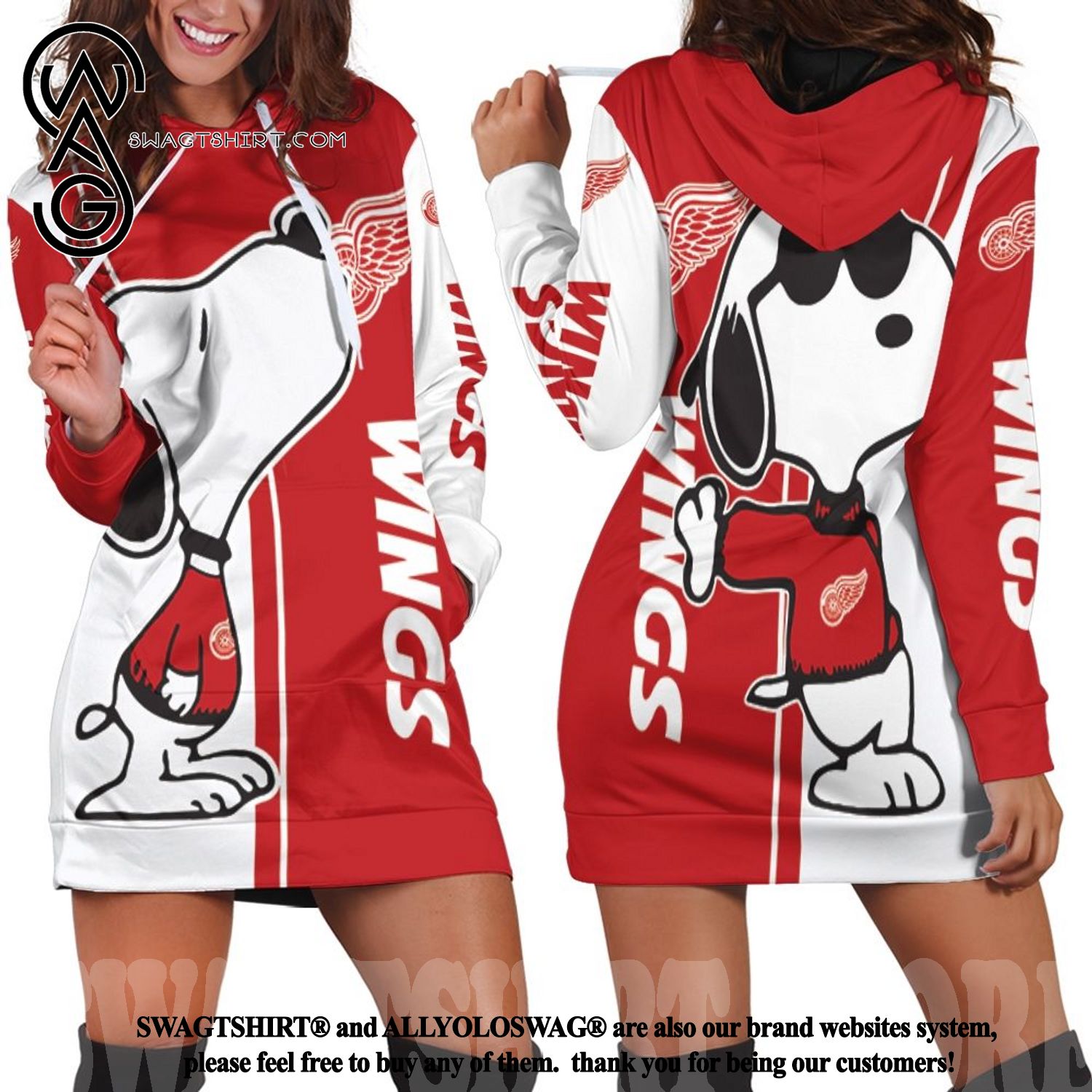 Detroit Red Wings Snoopy Lover Awesome Outfit Hoodie Dress