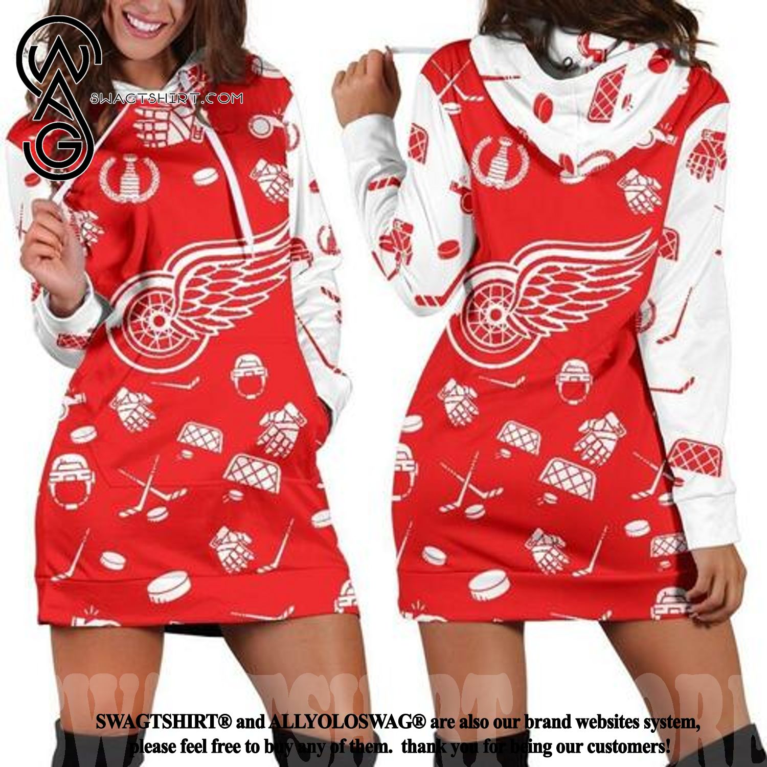 Detroit Red Wings Street Style All Over Print Hoodie Dress