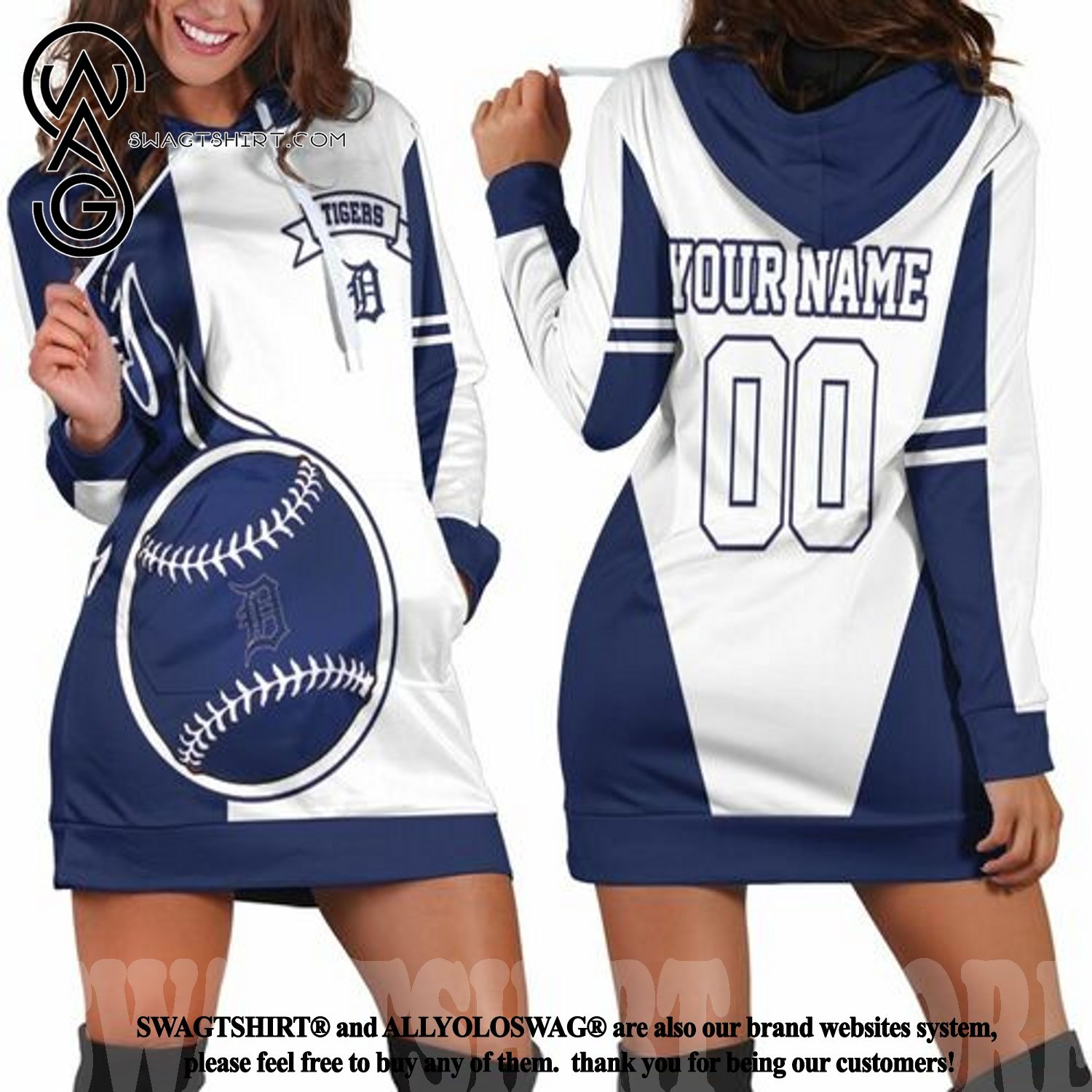 Detroit Tigers Hot Outfit All Over Print Hoodie Dress