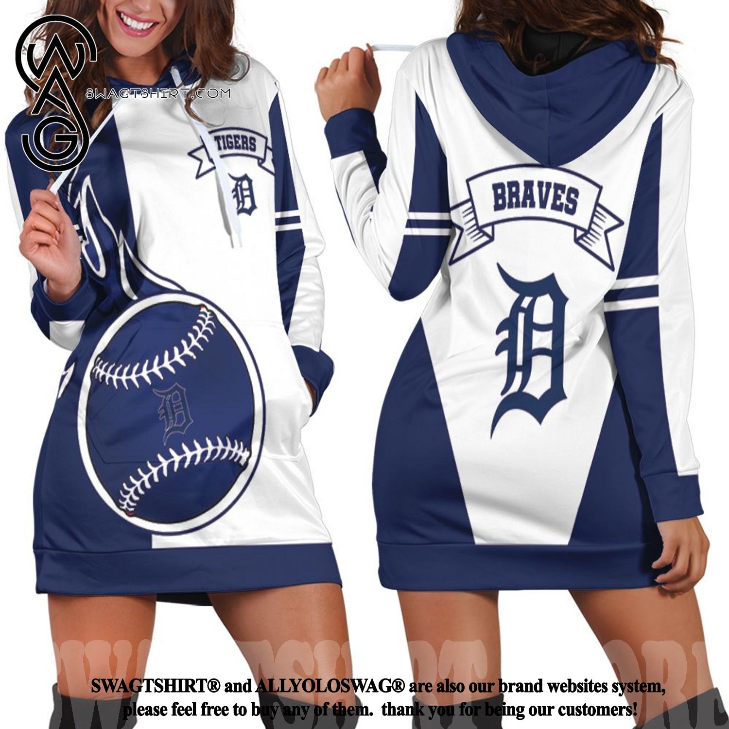 Detroit Tigers New Fashion Full Printed Hoodie Dress