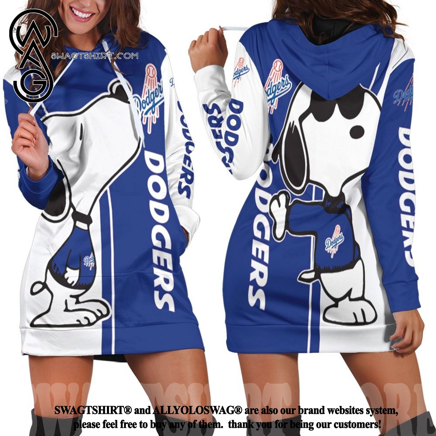 Dodgers Snoopy Lover New Outfit Full Printed Hoodie Dress