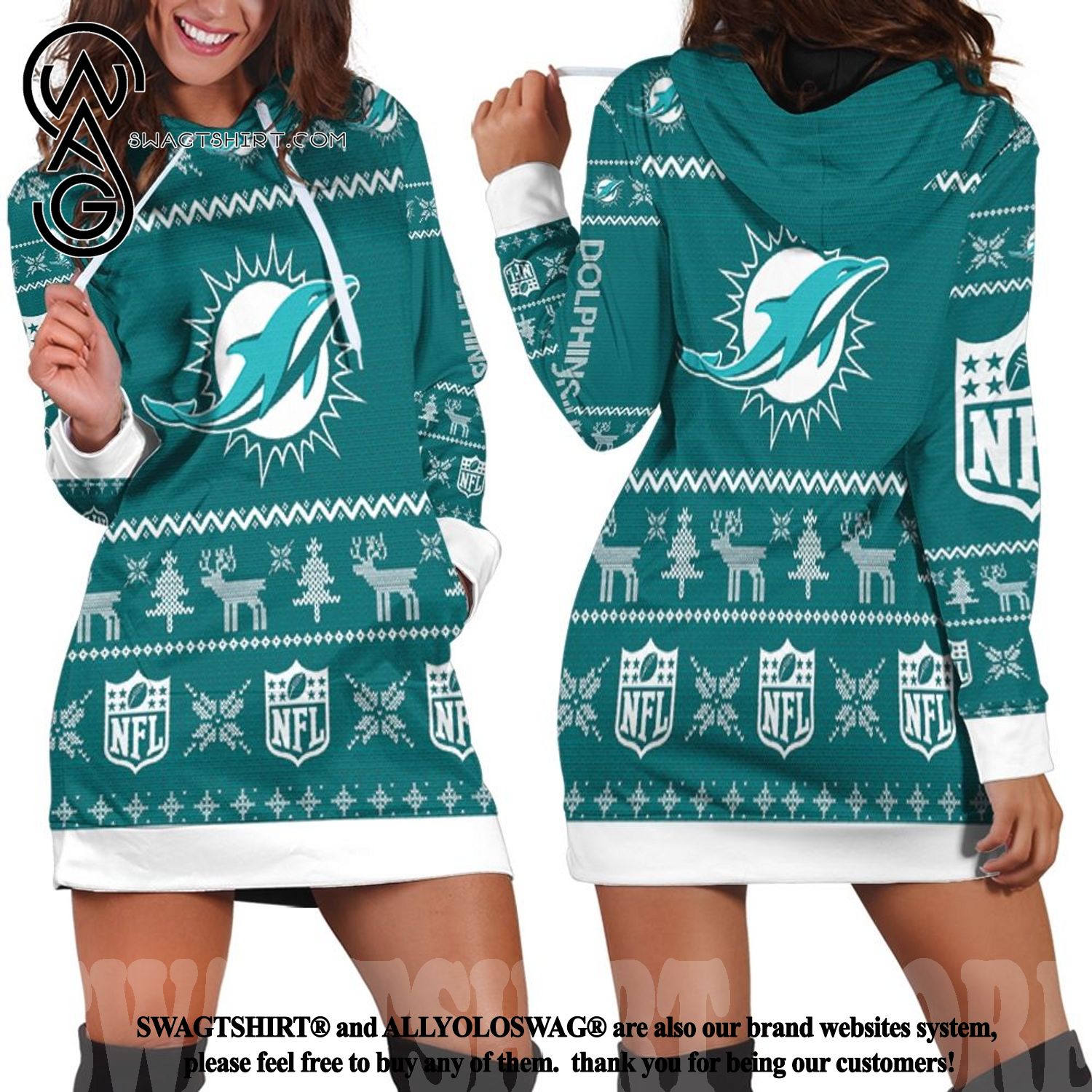 Dolphins Best Combo Full Printing Hoodie Dress