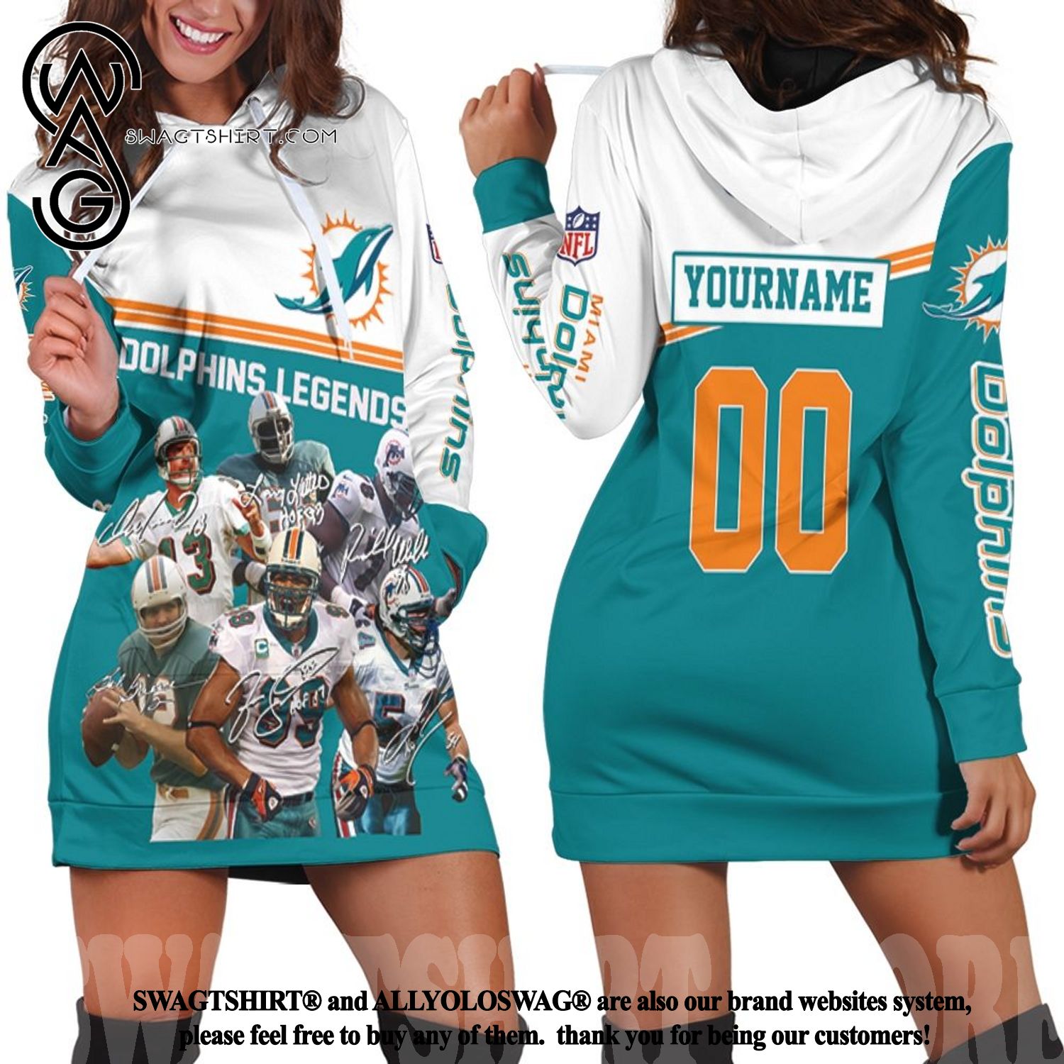 Dolphins New Style Full Print Hoodie Dress