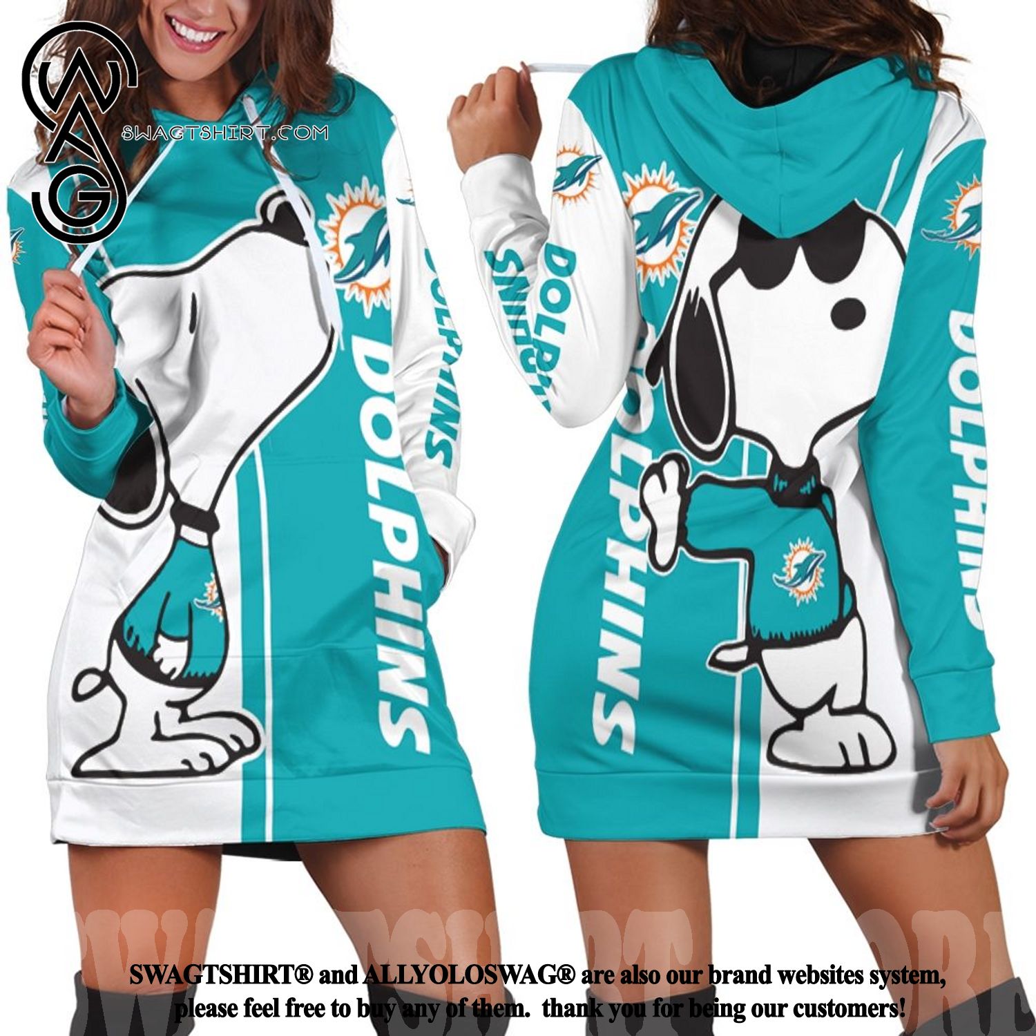 Dolphins Snoopy Lover Best Combo 3D Hoodie Dress