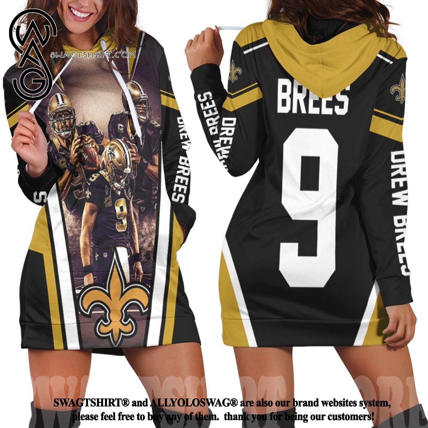 Drew Brees New Orleans Saints Combo Full Printing Hoodie Dress
