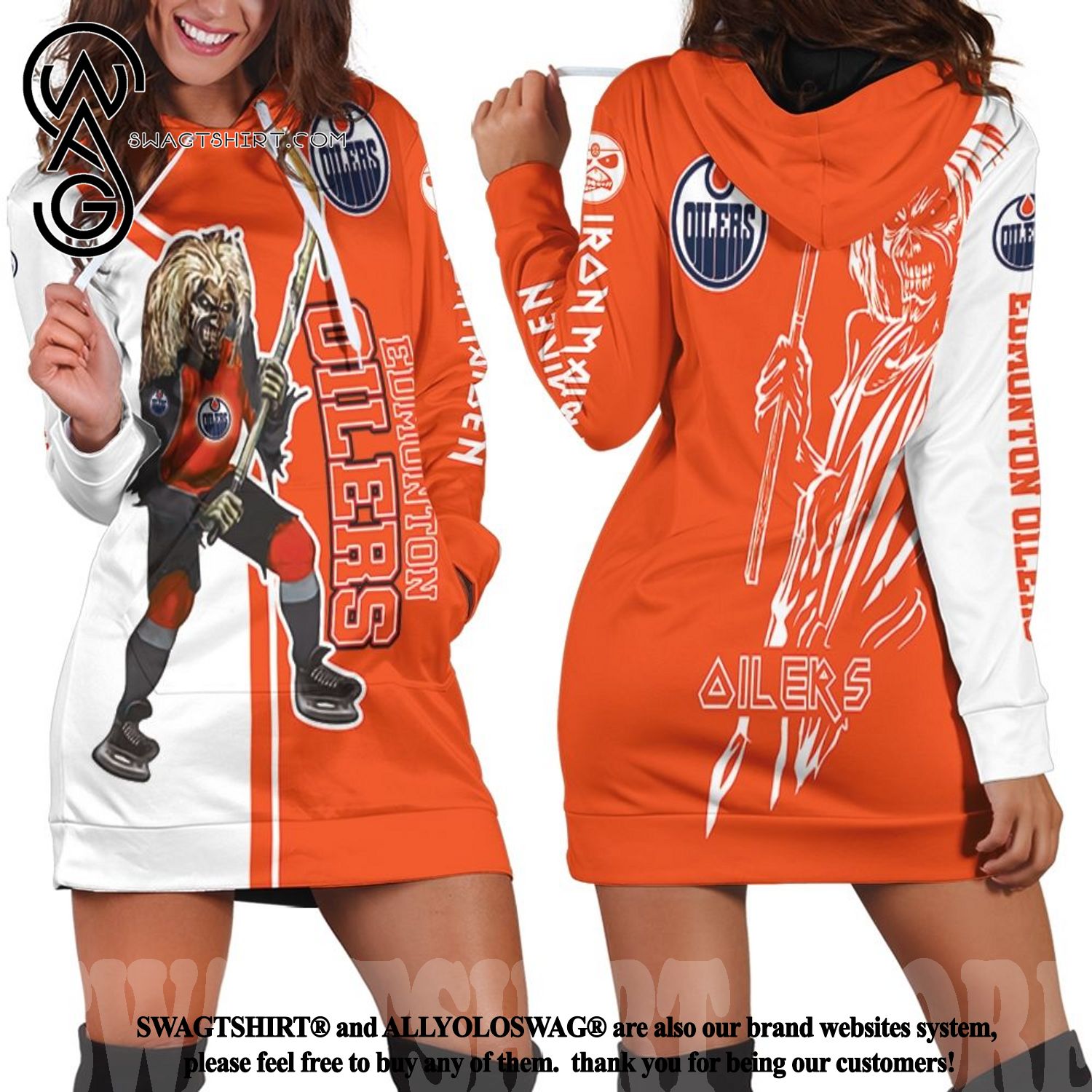 Edmonton Oilers And Zombie For Fans New Fashion Full Printed Hoodie Dress