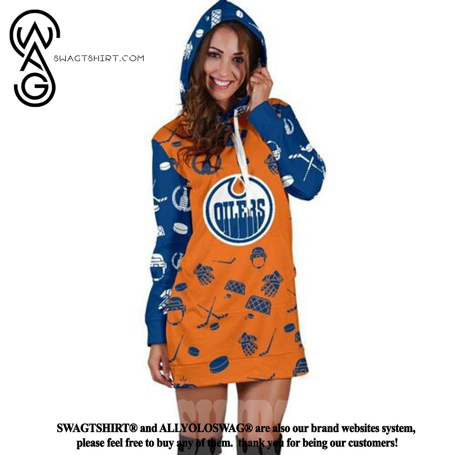 Edmonton Oilers Hot Version All Over Printed Hoodie Dress