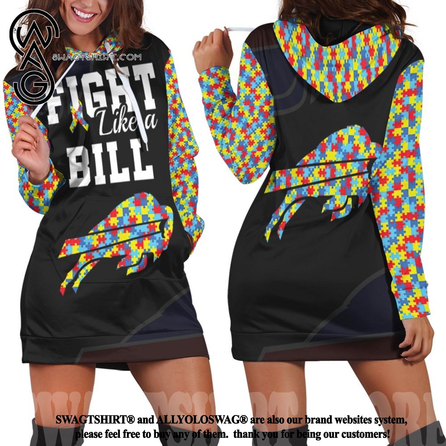 Fight Like A Buffalo Bills Autism Support Hot Version Hoodie Dress