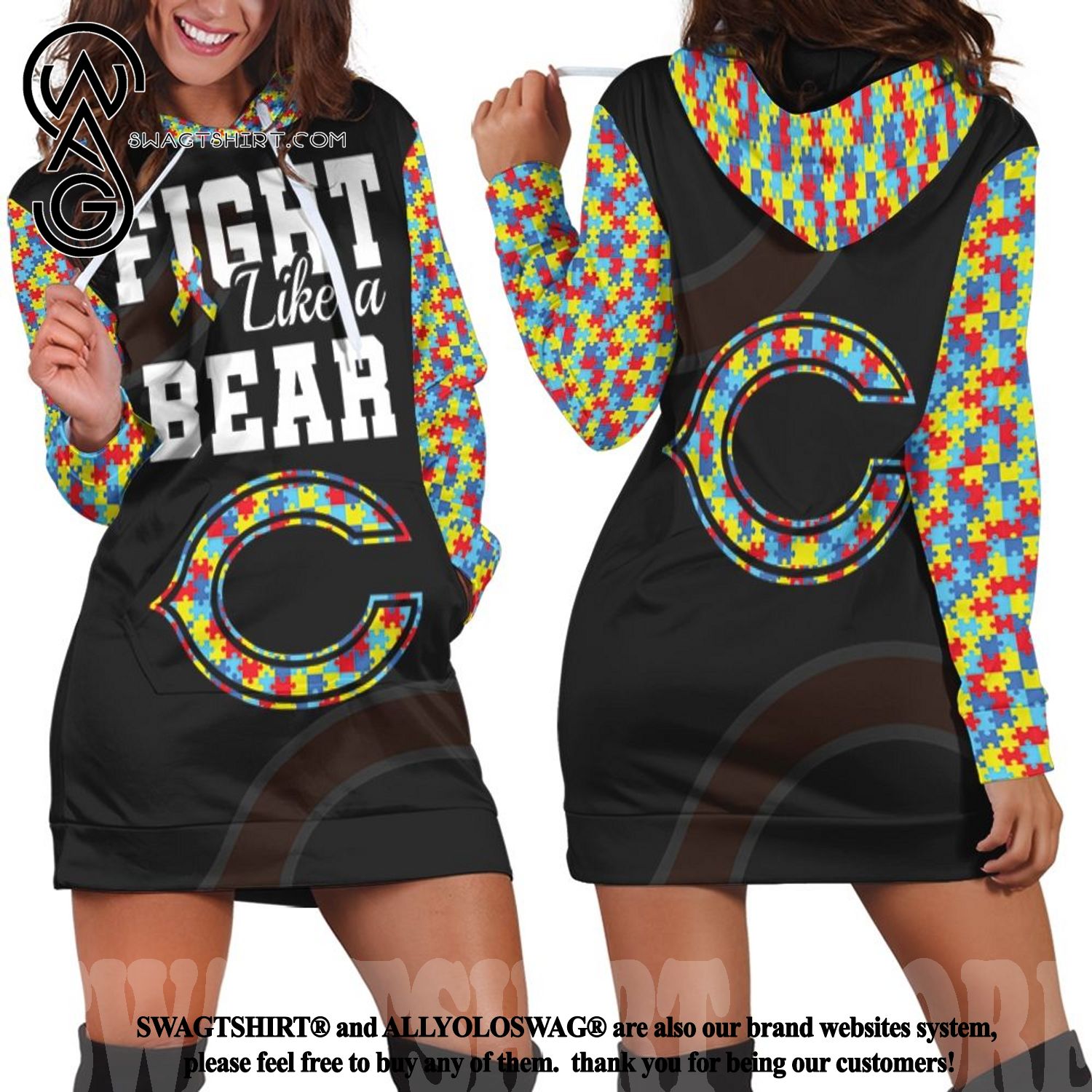 Fight Like A Chicago Bears Autism Support Hot Outfit Hoodie Dress