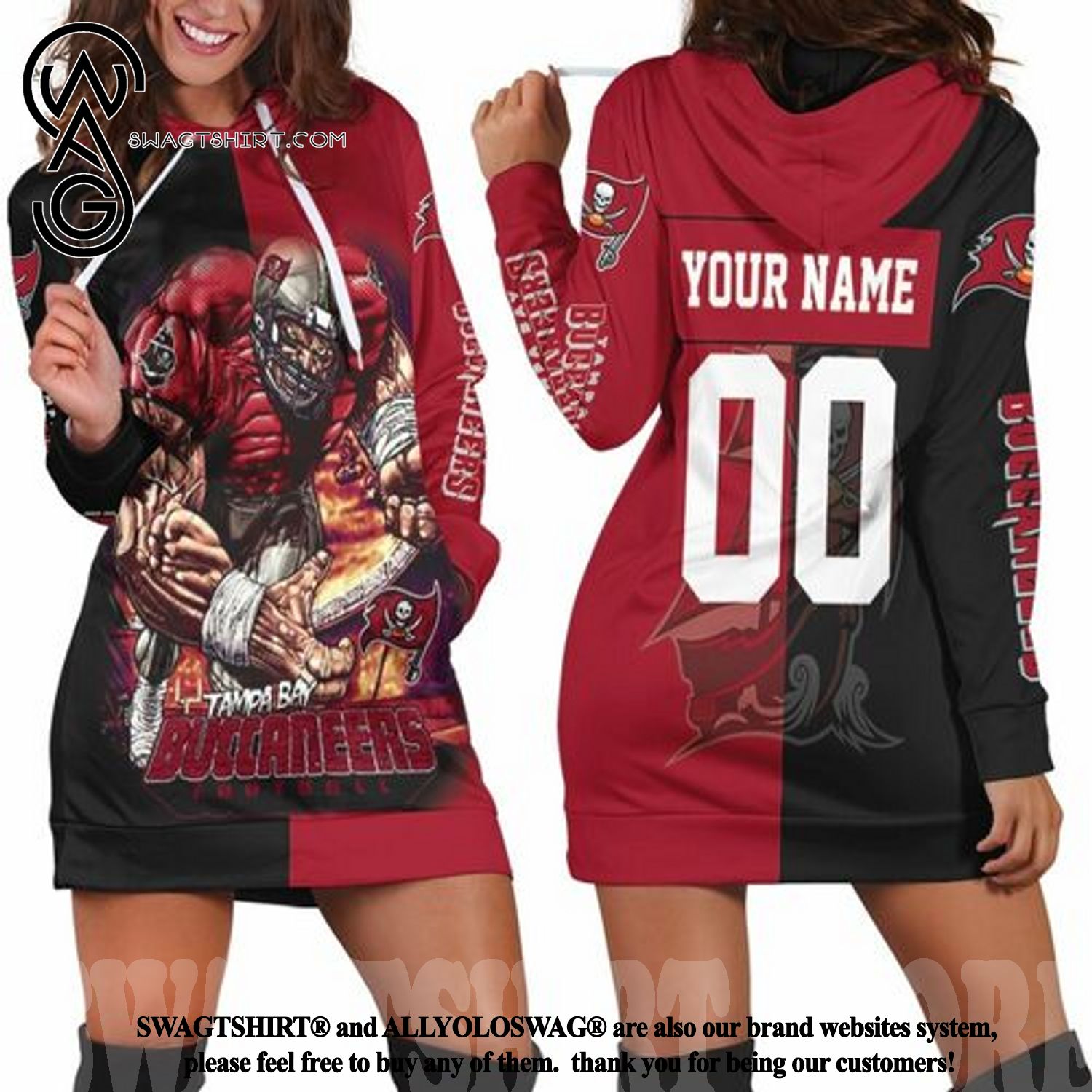 Giant Tampa Bay Buccaneers NFC South Champions Super Bowl Full Printed Hoodie Dress