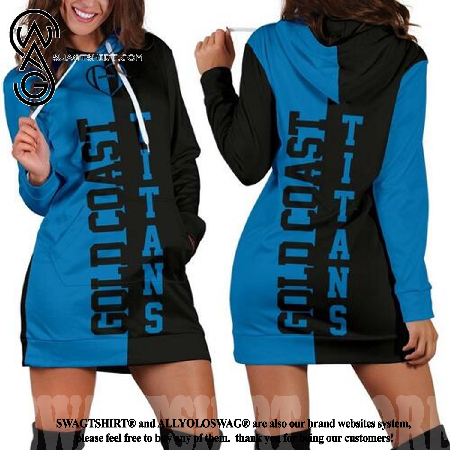 Gold Coast Rugby All Over Printed Hoodie Dress