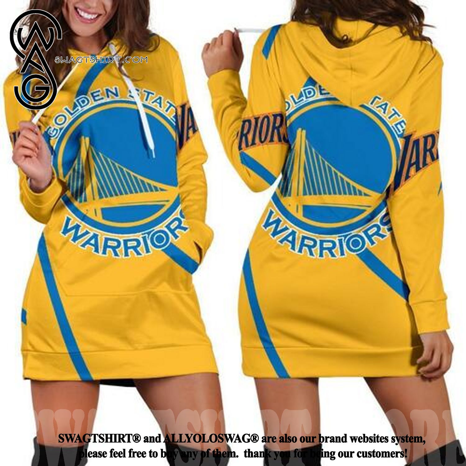 Golden State Warriors All Over Print Hoodie Dress