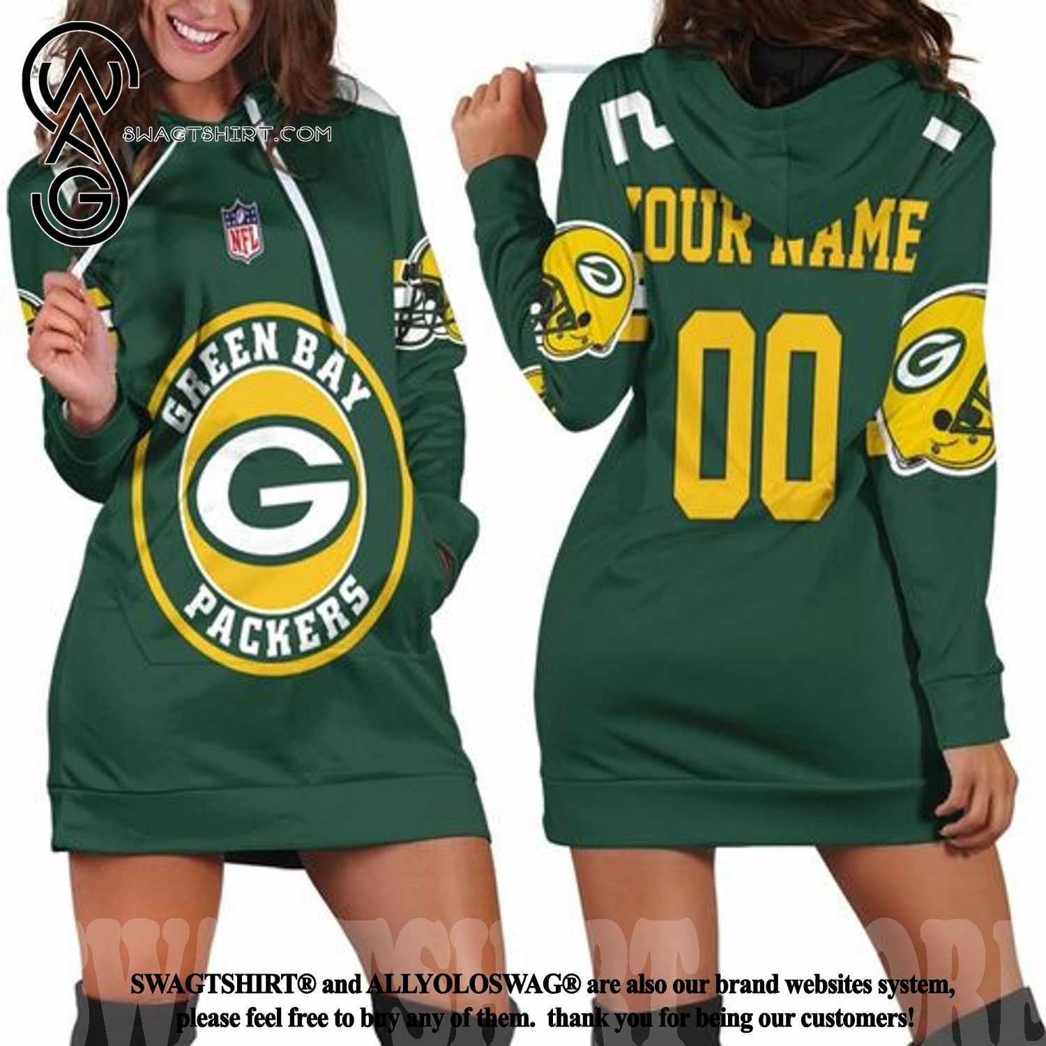 Green Bay Packers Aaron Rodgers 12 New Version Hoodie Dress