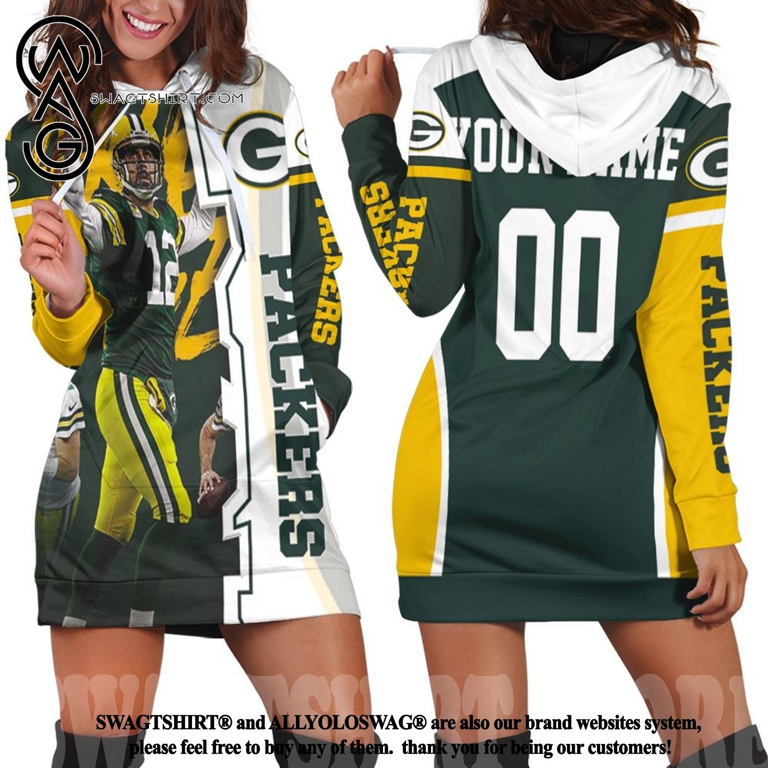 Green Bay Packers Aaron Rodgers 12 NFL Season Champion New Style Hoodie Dress