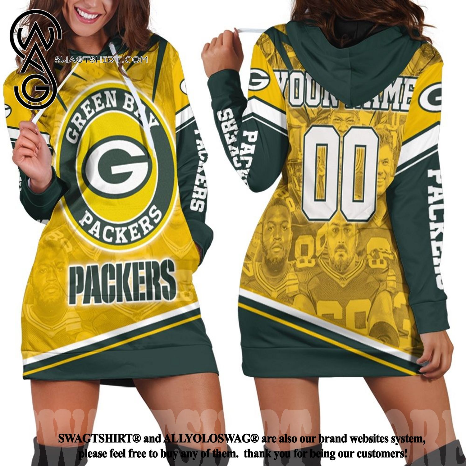 Green Bay Packers Champions Best Team NFL Season Hot Version All Over Printed Hoodie Dress