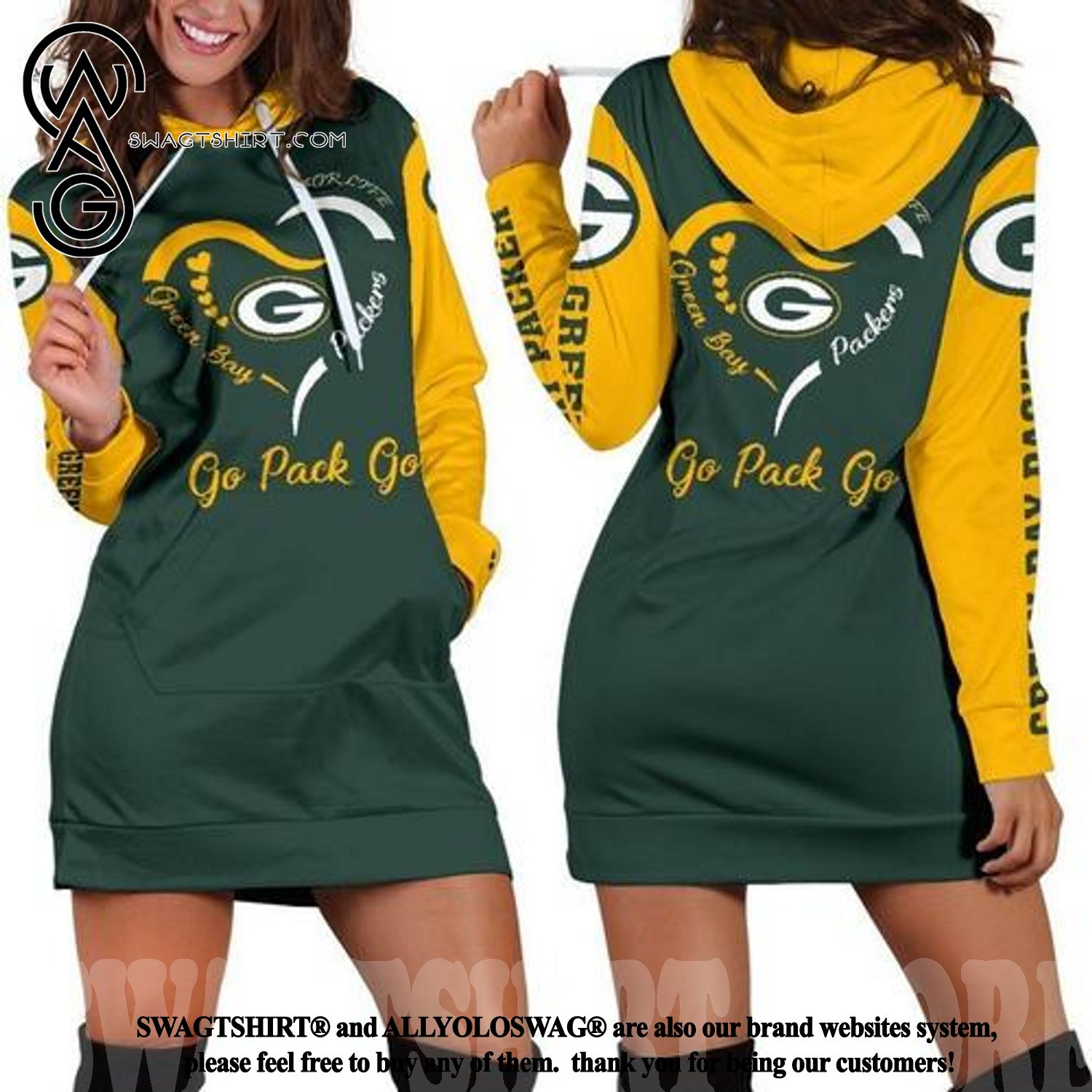 Green Bay Packers Combo Full Printing Hoodie Dress