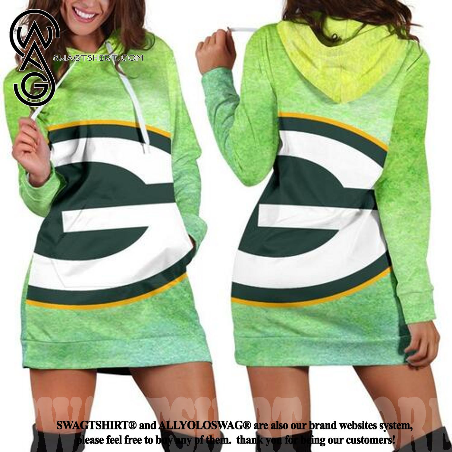 Green Bay Packers Cool Version Full Print Hoodie Dress