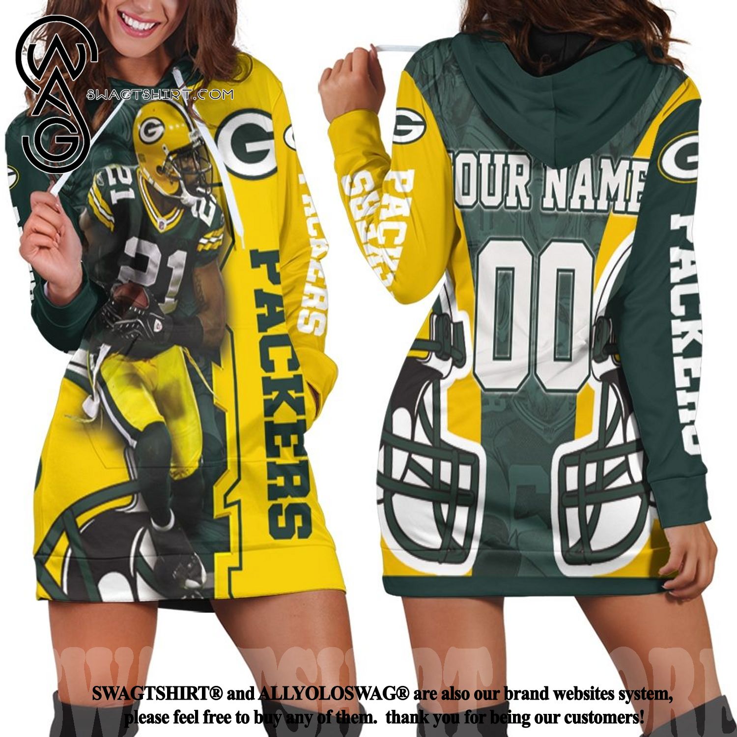 Green Bay Packers Darnell Savage Number 21 Great Player NFL Best Combo All Over Print Hoodie Dress
