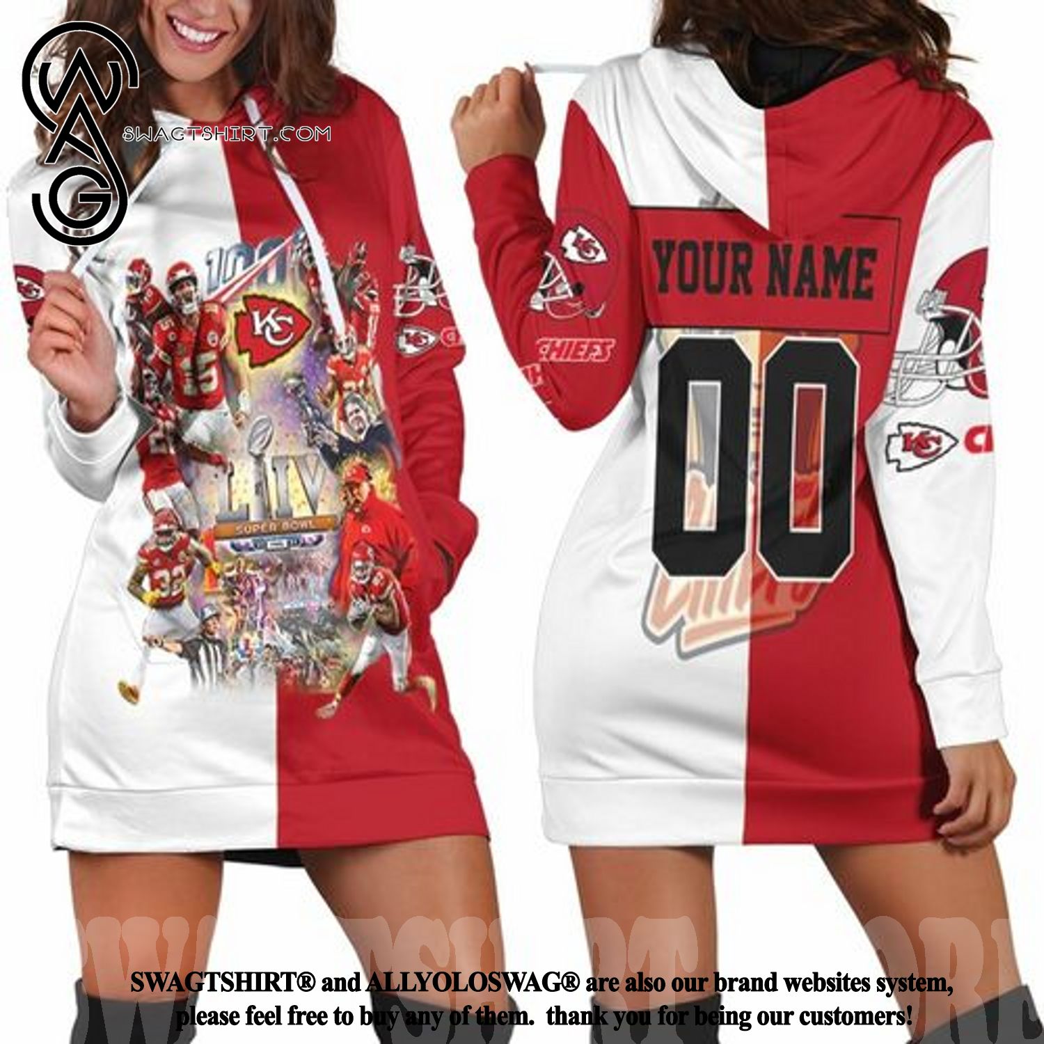 Best Selling Product] Kansas City Chiefs Super Bowl Champion Football Printed Hoodie Dress
