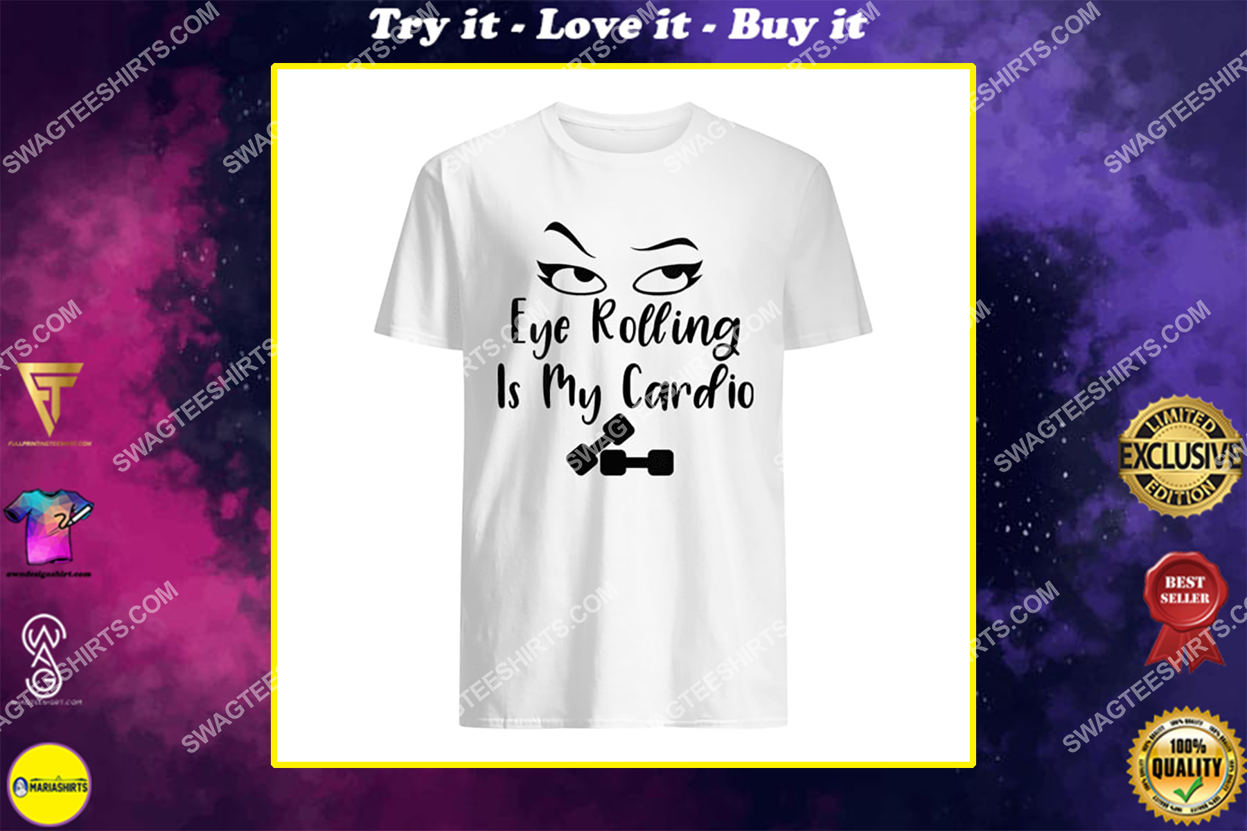 womens eye rolling is my cardio sarcastic funny quote shirt