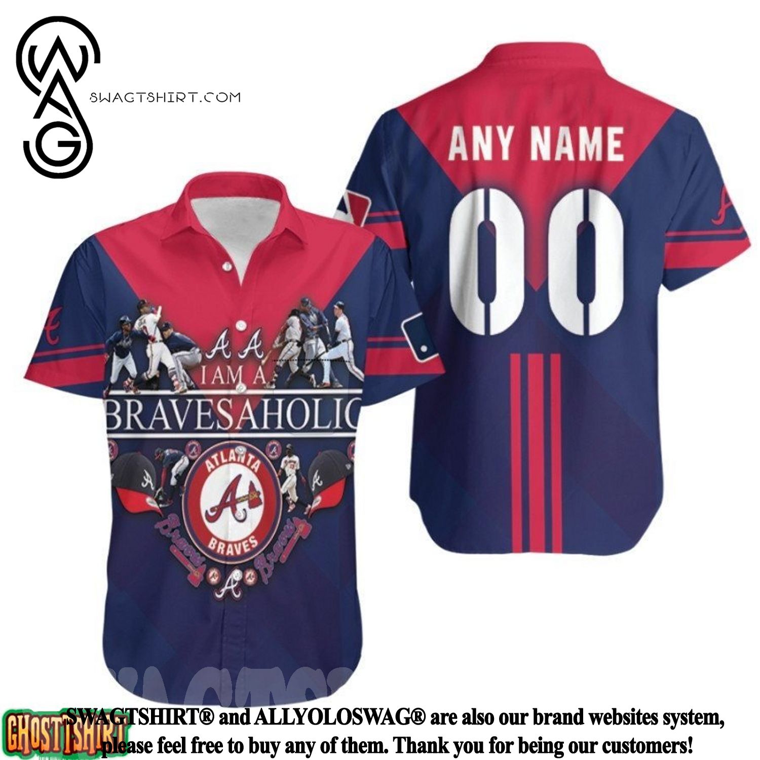 Atlanta Braves MLB custom name and number baseball jersey shirt