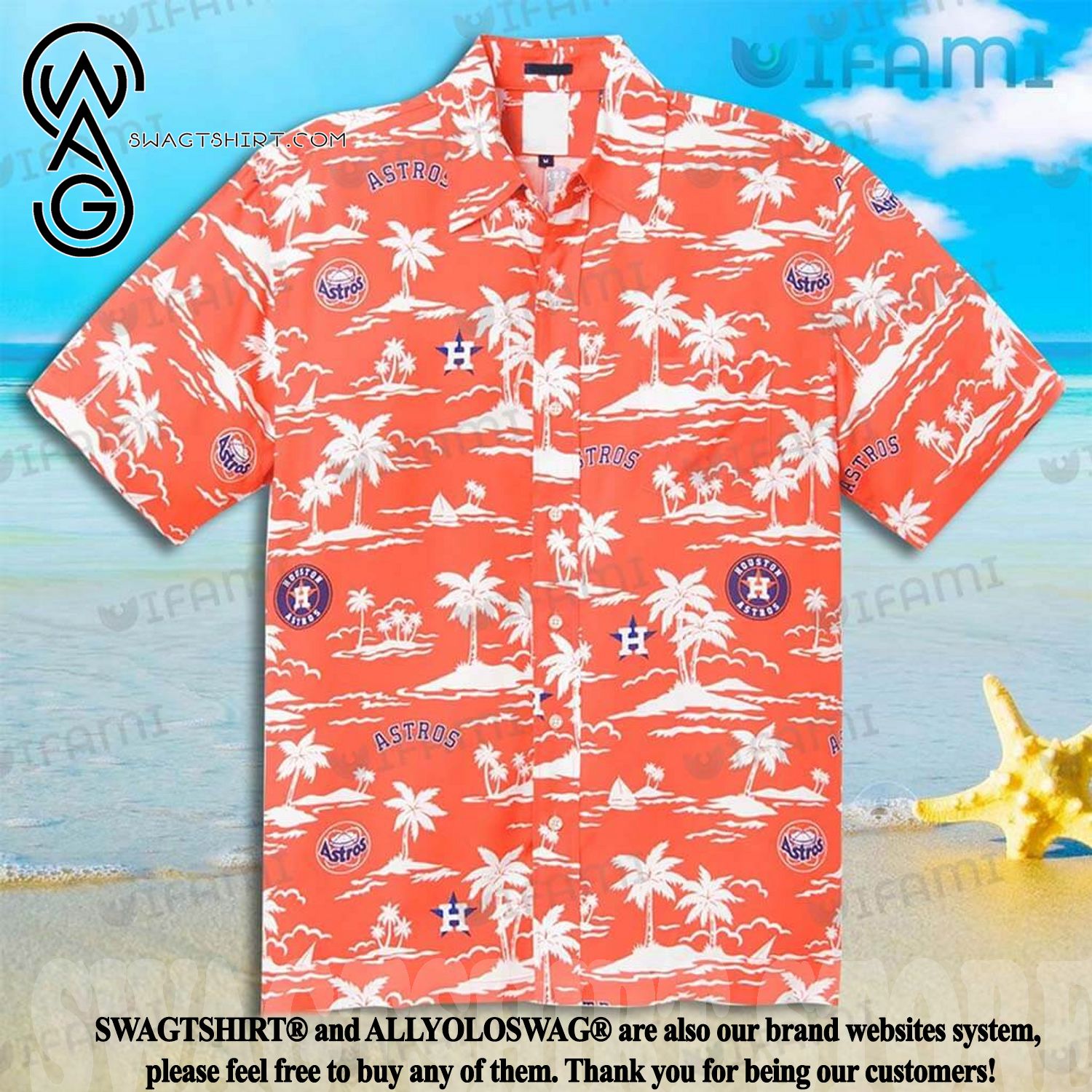 Men's Houston Astros Tommy Bahama Orange Coconut Point Playa Floral  Button-Up Shirt