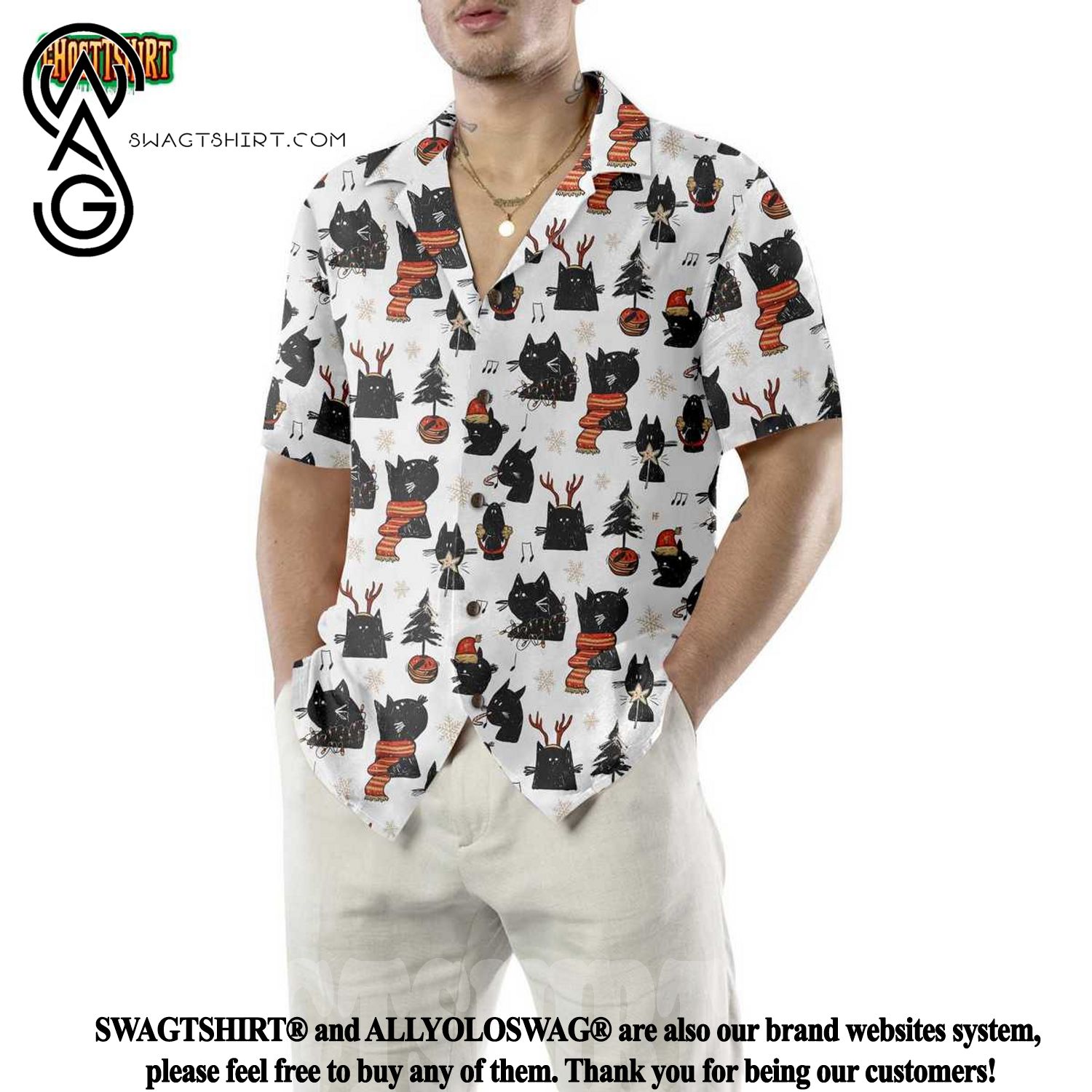 NFL Los Angeles Rams Black Cat Graphic Hawaiian Shirt - Trendy Aloha