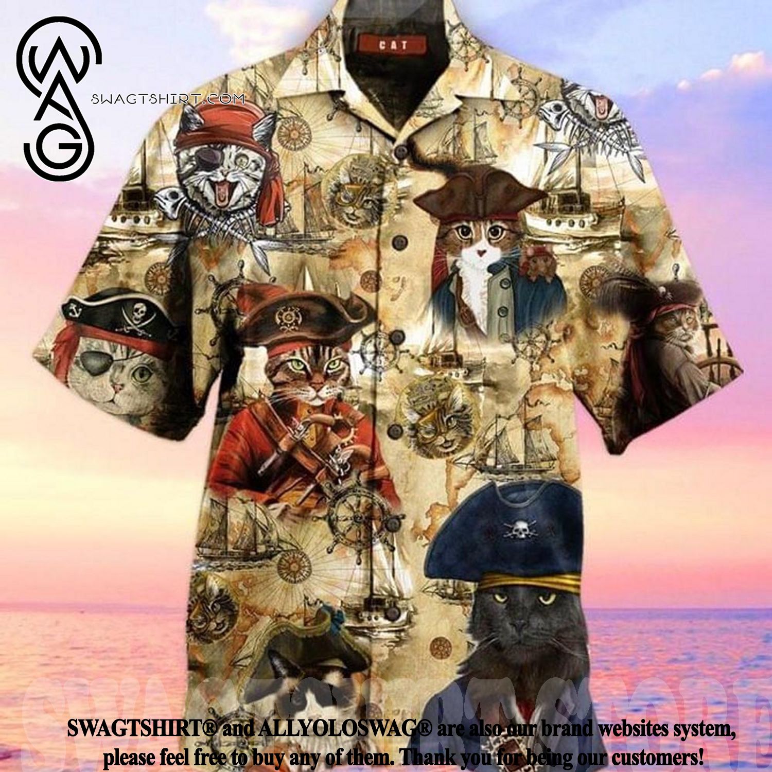 Best Selling Product] Cat Pirates New Type Hawaiian Shirt