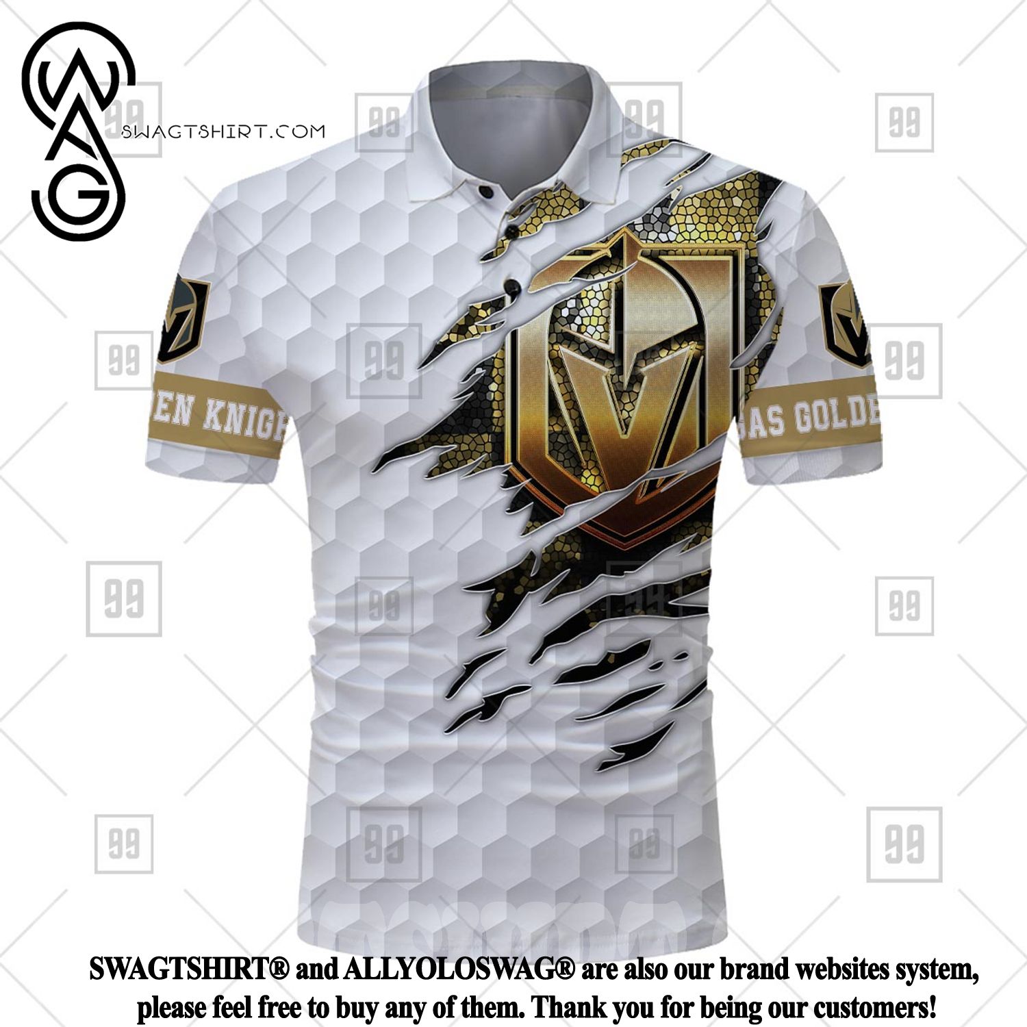 Custom Name Vegas Golden Knights Logo NHL Fans Golf Polo Shirt For