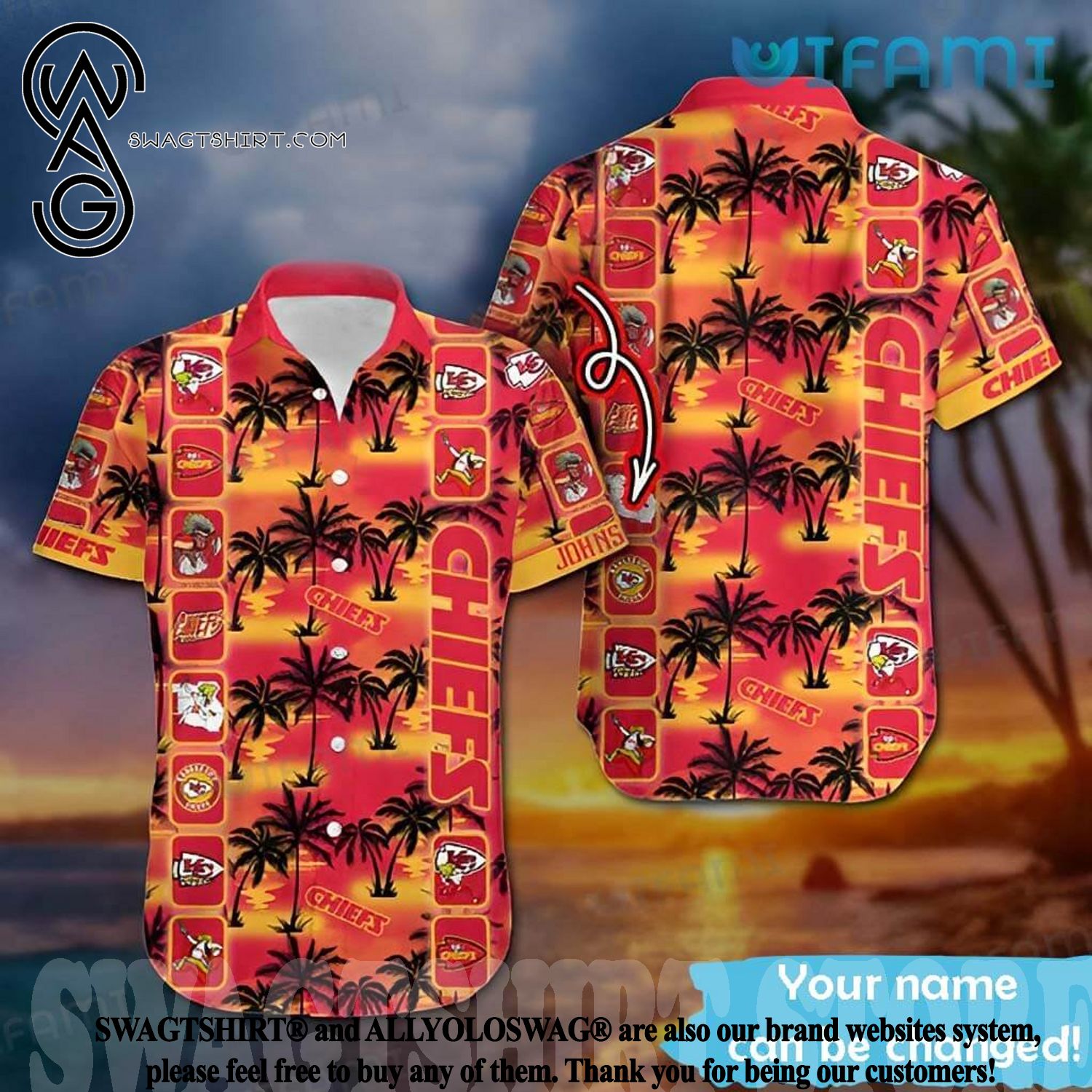 Kansas City Chiefs Hawaiian Shirt Sunset Beach Chiefs Gift