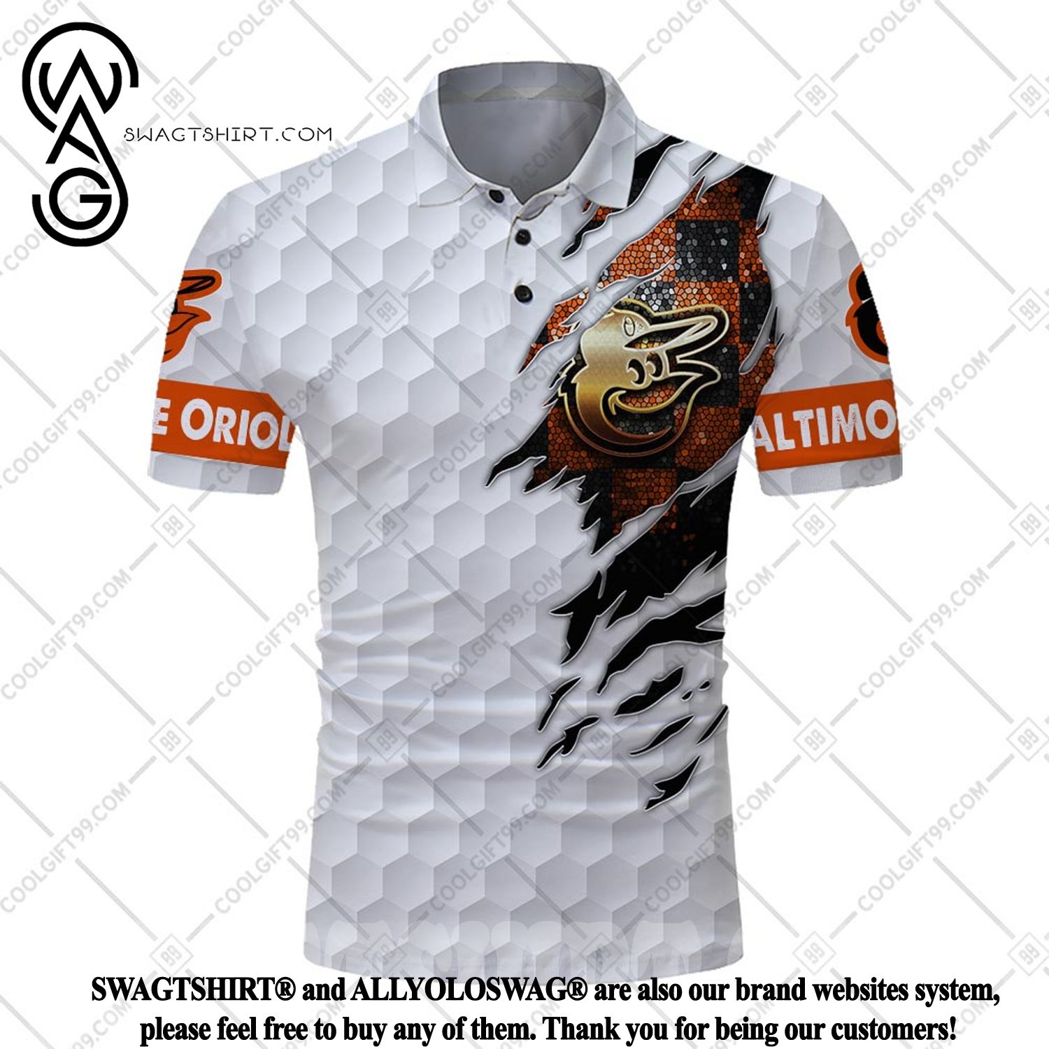 Best Selling Product] Custom MLB Baltimore Orioles Mix Golf Style Polo Shirt