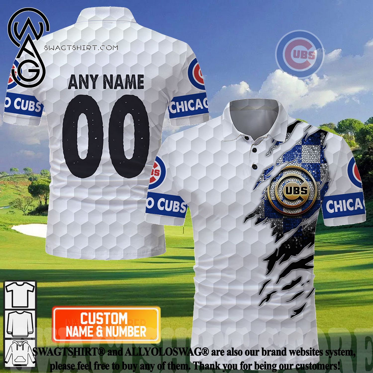 Best Selling Product] Custom MLB Chicago Cubs Mix Golf Style Polo
