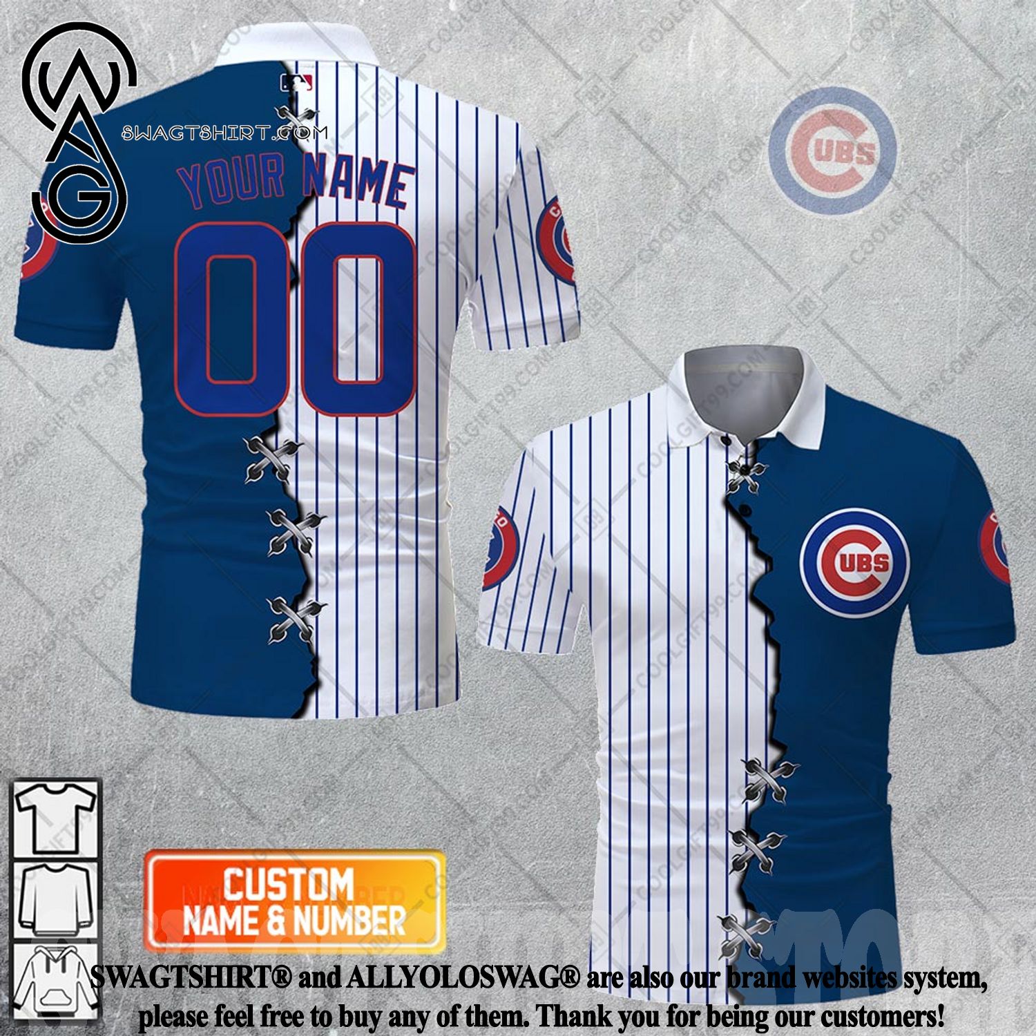 Best Selling Product] Custom MLB Chicago Cubs Mix jersey Style
