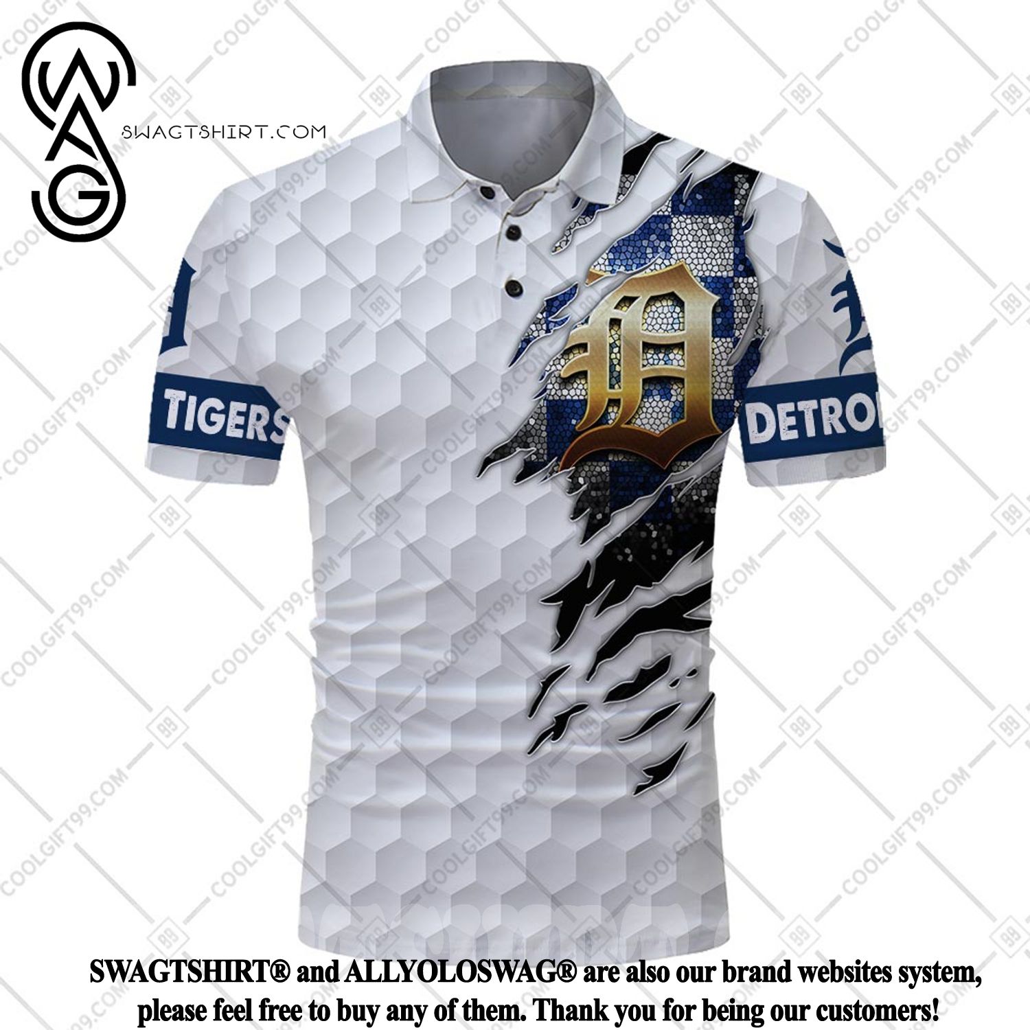 Best Selling Product] Custom MLB Detroit Tigers Mix Golf Style Polo Shirt