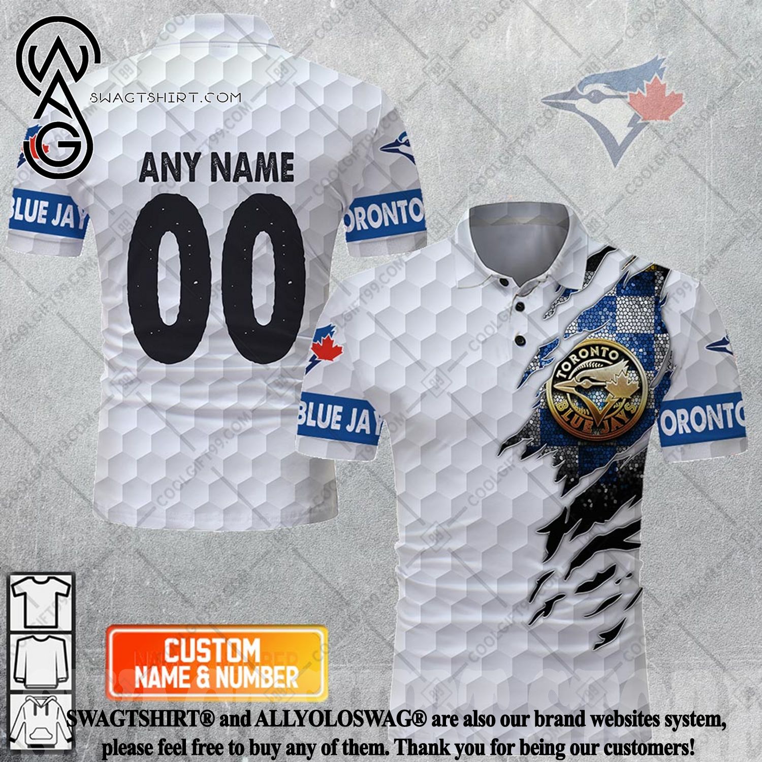 MLB Toronto Blue Jays Custom Name Number Mix Jersey T-Shirt