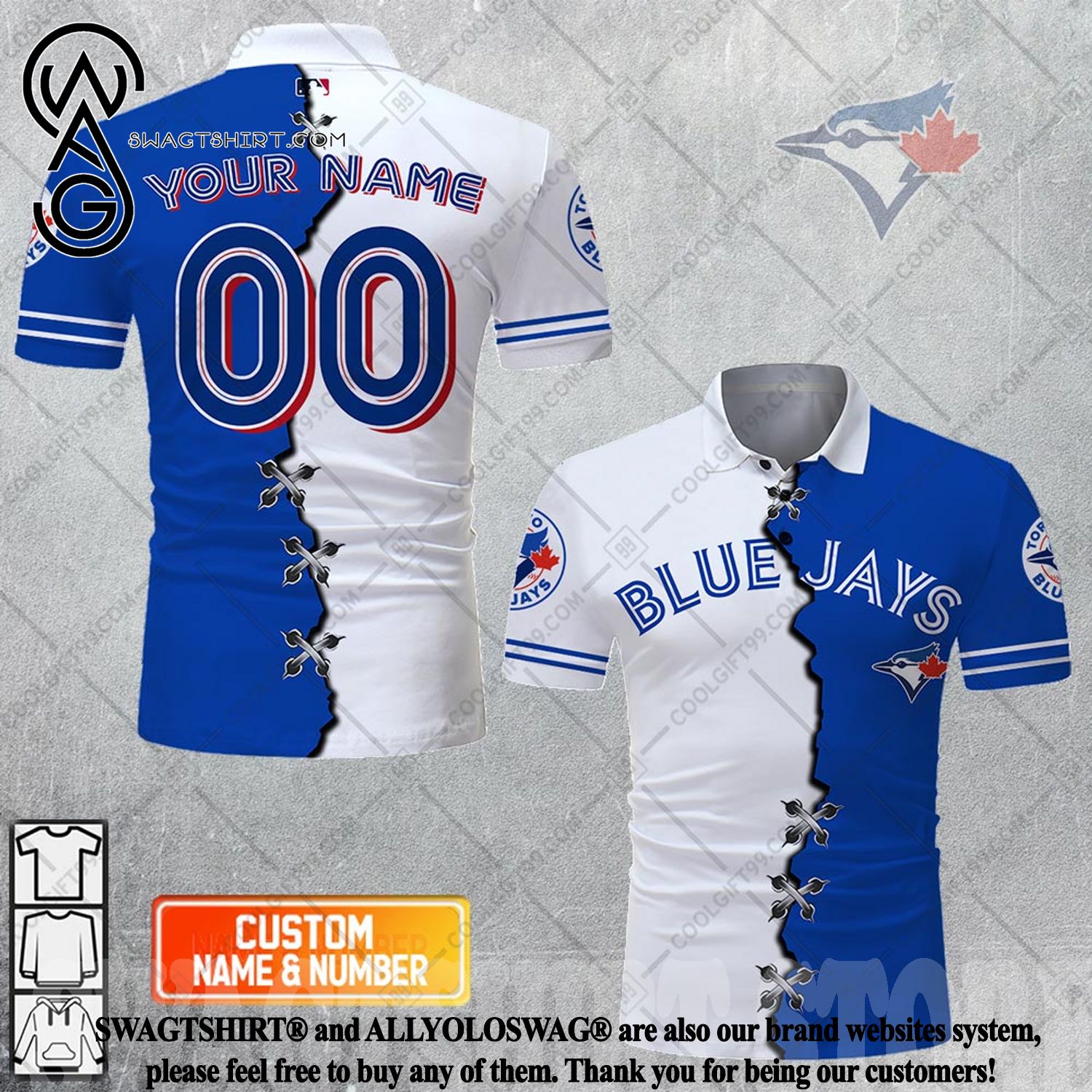 Best Selling Product] Custom MLB Toronto Blue Jays Mix jersey Style Polo  Shirt