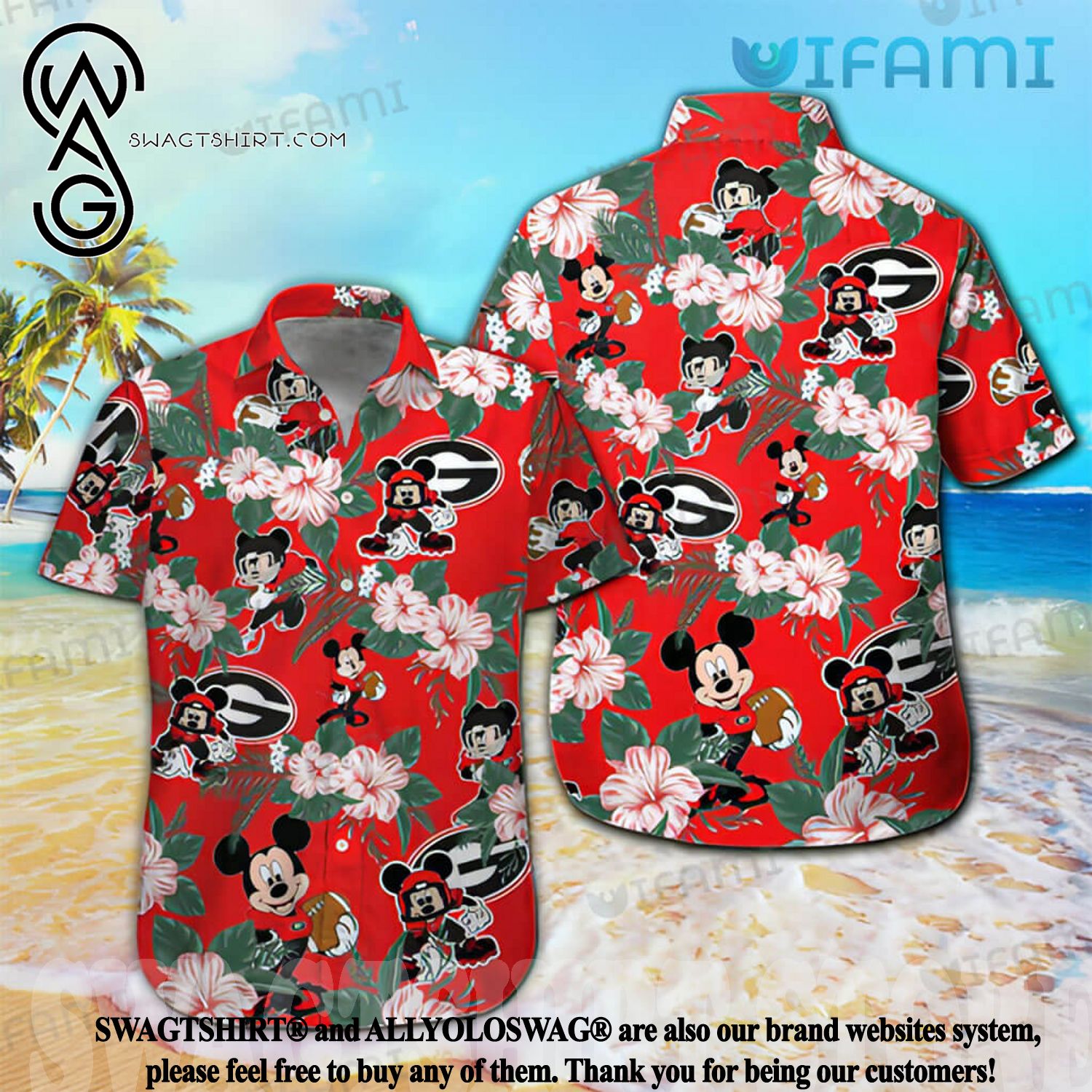 Los Angeles Rams Surfboard Parttern Mickey Mouse Flower Hawaiian Shirt -  Freedomdesign