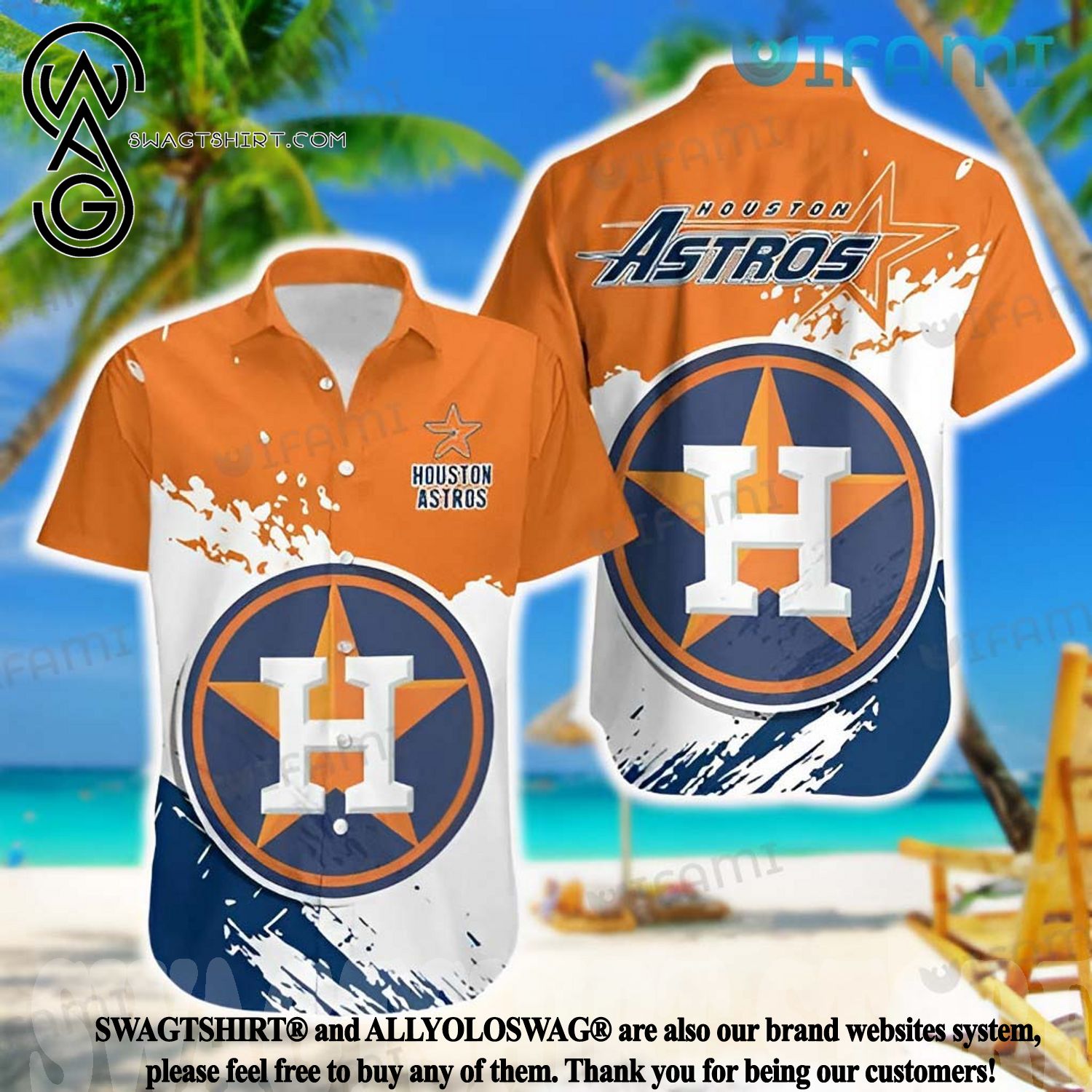 Best Selling Product] Houston Astros Big Logo Astros Gift Hawaiian