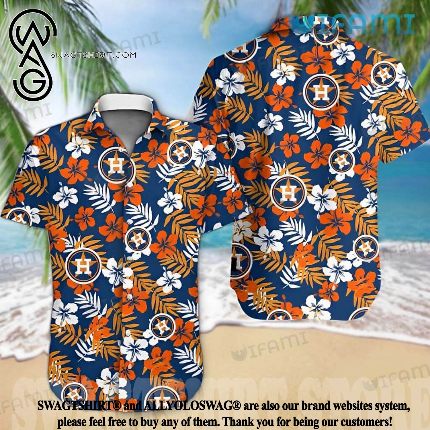 Houston Astros Hawaiian Button-Up Tee Shirt - Mens 3XL Big Flamingo Orange