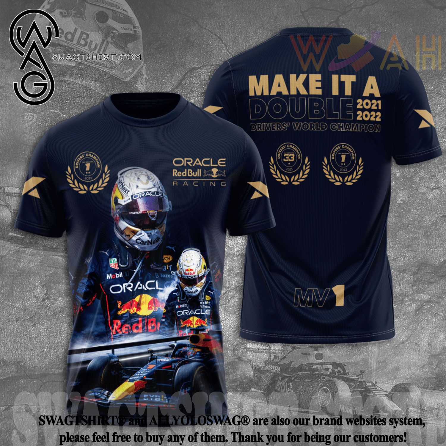 2022 Max Verstappen Red Bull World Champion Caricature T-Shirt