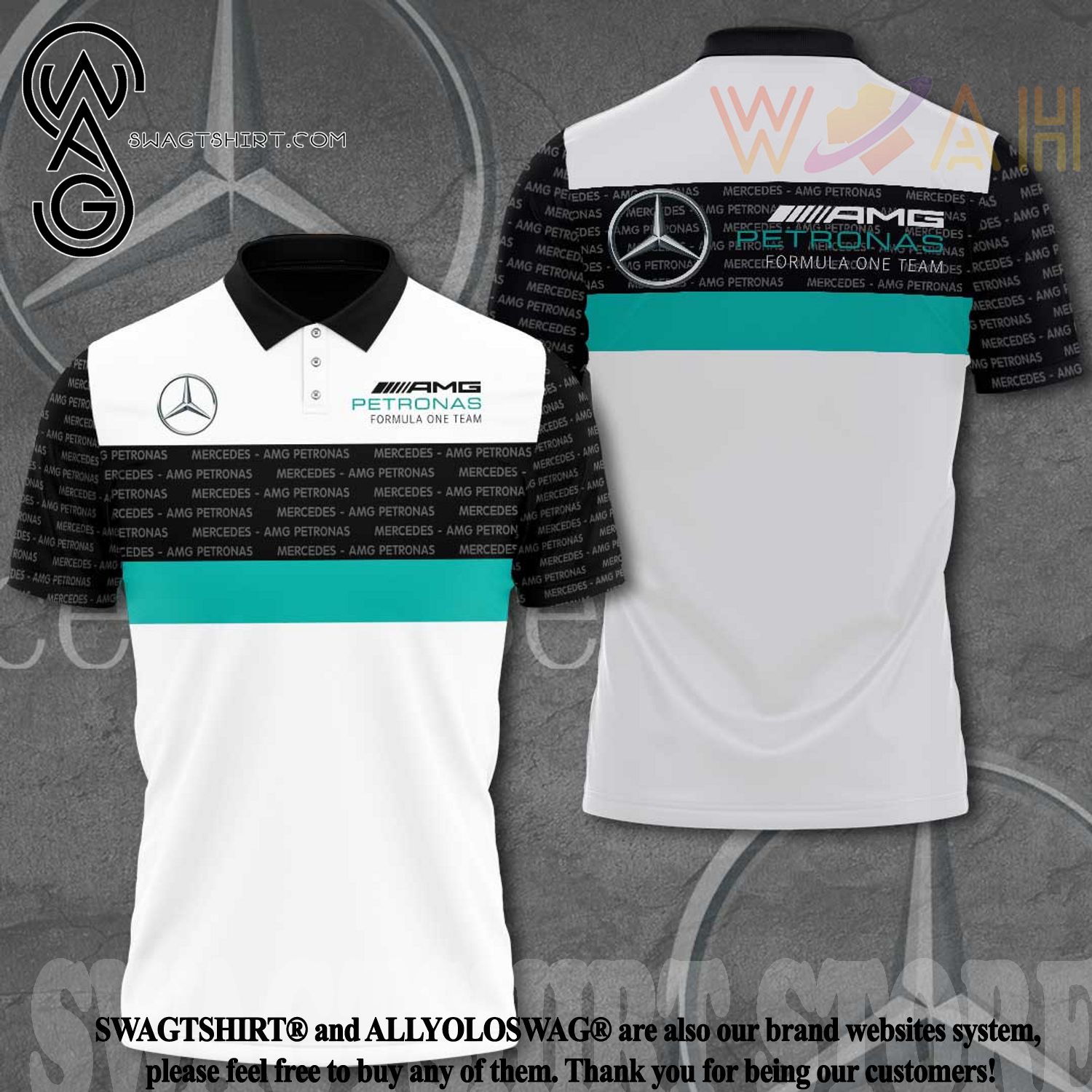 Mercedes AMG Petronas F1 Women's Classic Polo Shirt Grey 