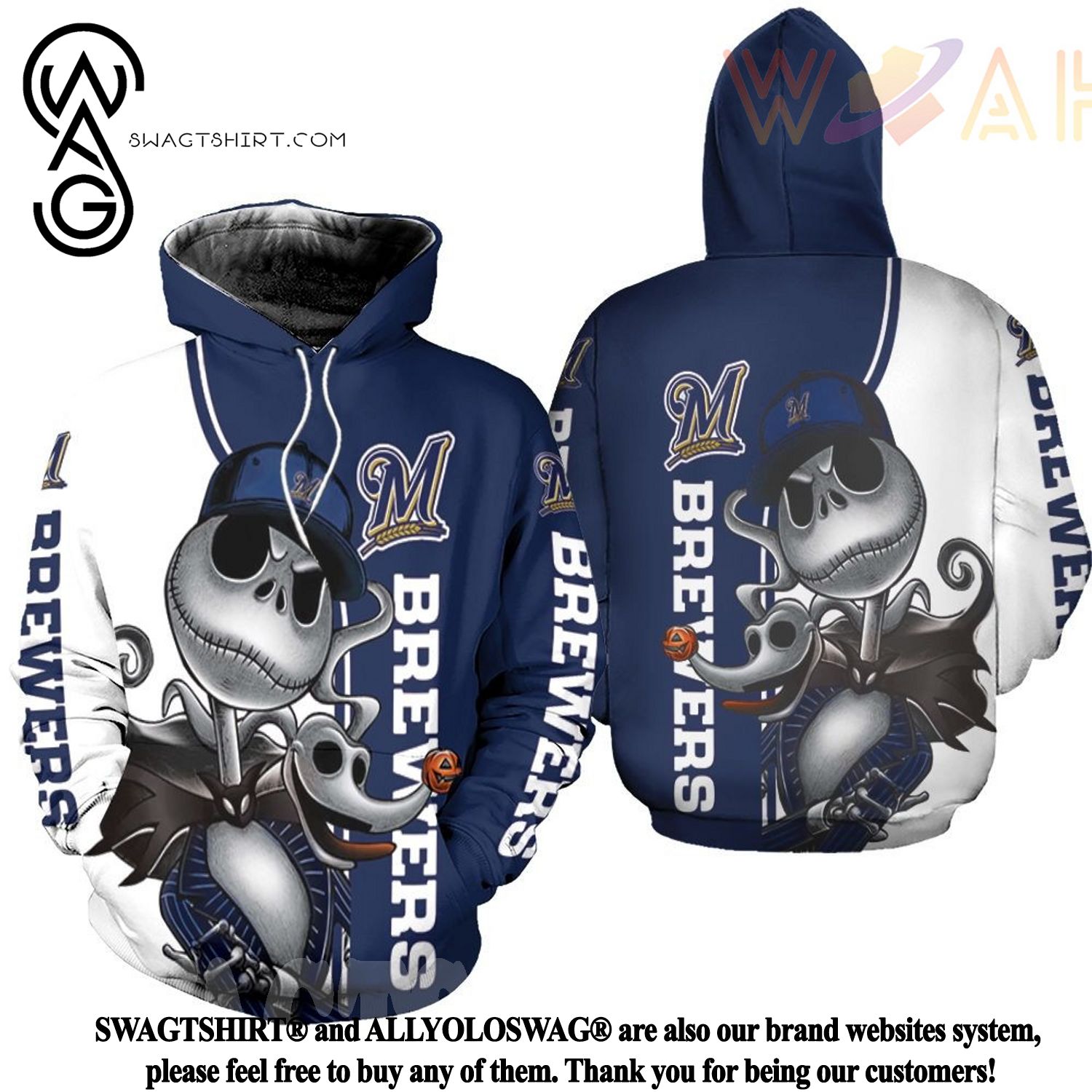 Milwaukee Brewers Jack Skellington And Zero Polo Shirt For Sport Fans