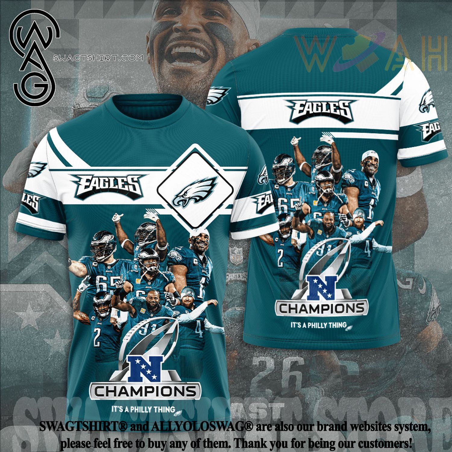 NFL Philadelphia Eagles Players Name 3D Tshirt Hoodie Longsleeves - Owl  Fashion Shop