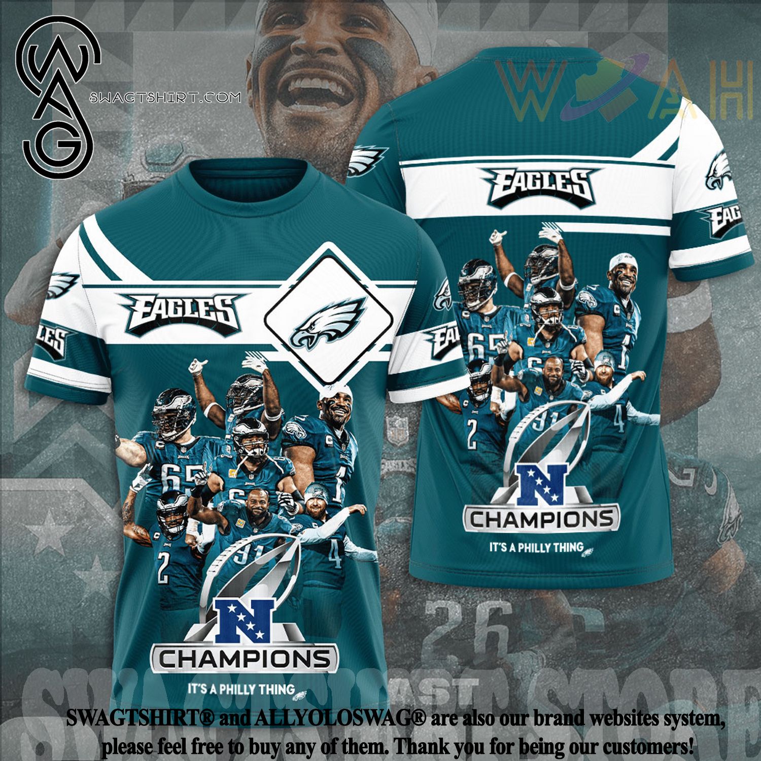 Philadelphia Eagles Logos All Over Print Shirt