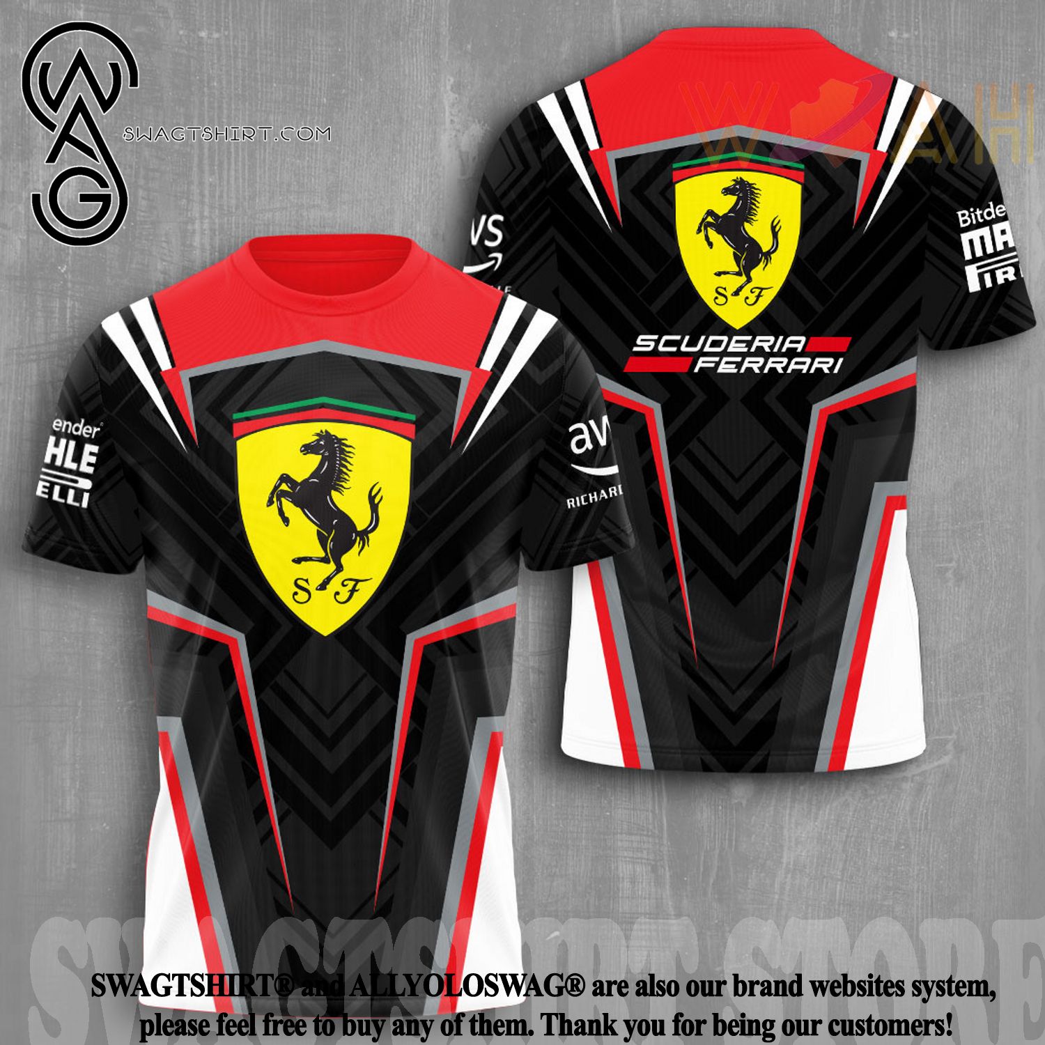 Racing Scuderia Ferrari F1 Team Baseball Jersey Shirt Custom Name